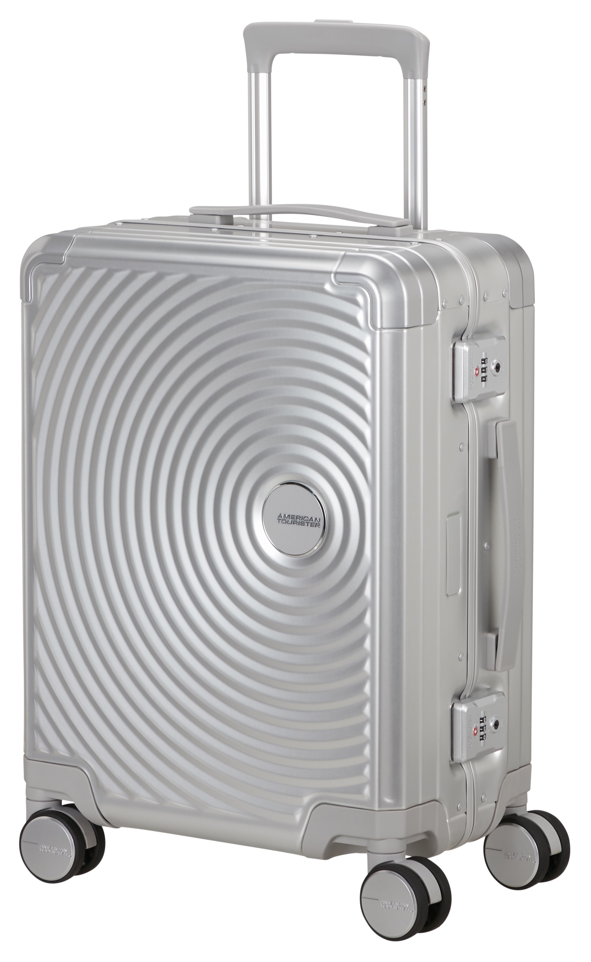 American Tourister® Hartschalen-Trolley »SOUNDBOX ALU, verschiedene Größen und Farben«, 4 Rollen, Hartschalen-Koffer zwei TSA-Schlösser Aluminium-Koffer