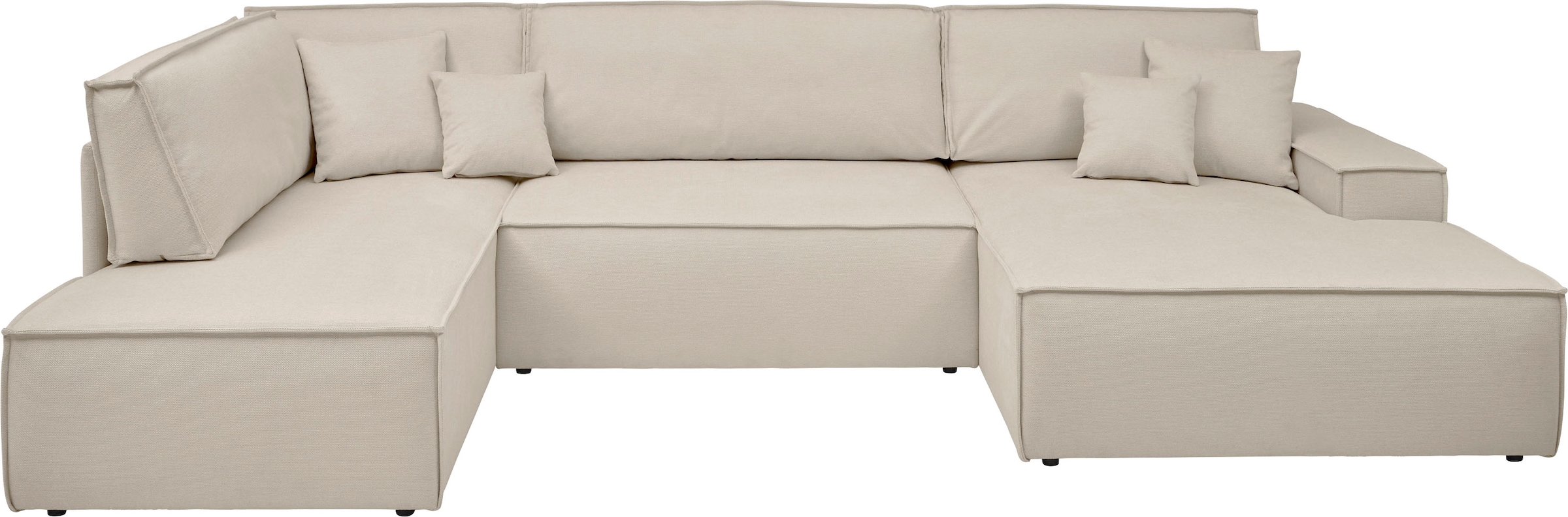 andas Wohnlandschaft »FINNLEY U-Form XXL 329 cm, Schlafsofa, Schlaffunktion m. Bettkasten«, (194/139 cm), Bouclé, Struktur und Cord