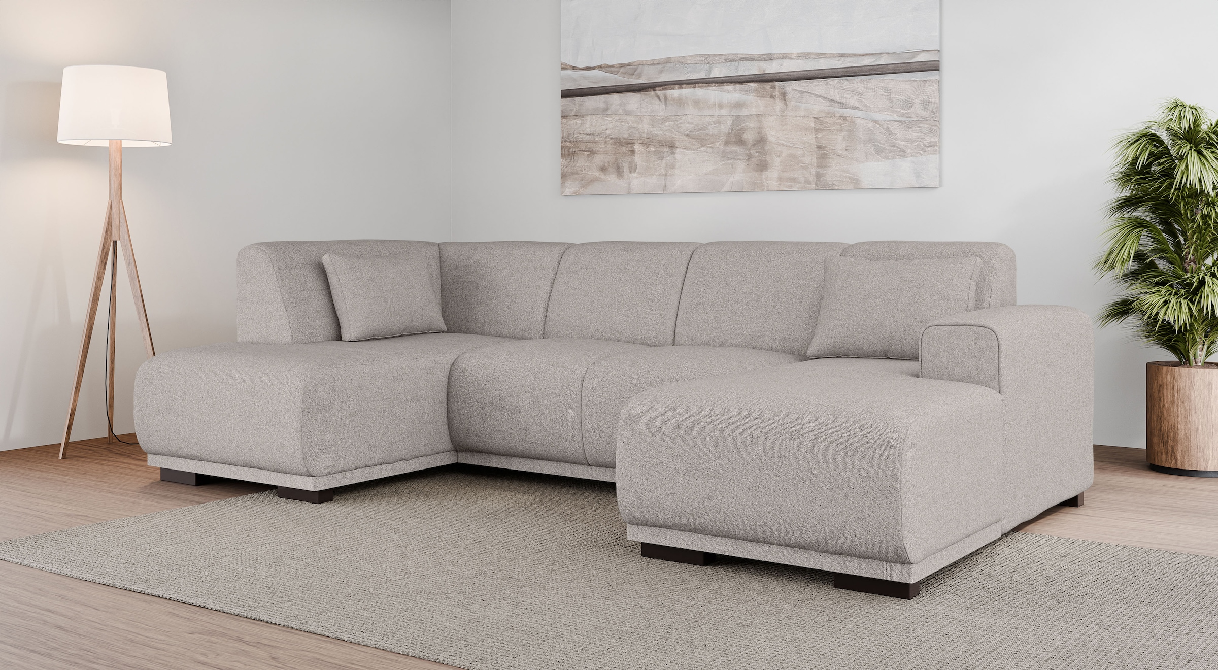 OTTO home Wohnlandschaft "BORNHOLM U-Form mit Recamiere rechts/links, B/T/H: 300/162/85 cm" U-Form mit Wellenunterfederung, Recamiere rechts oder links bestellbar