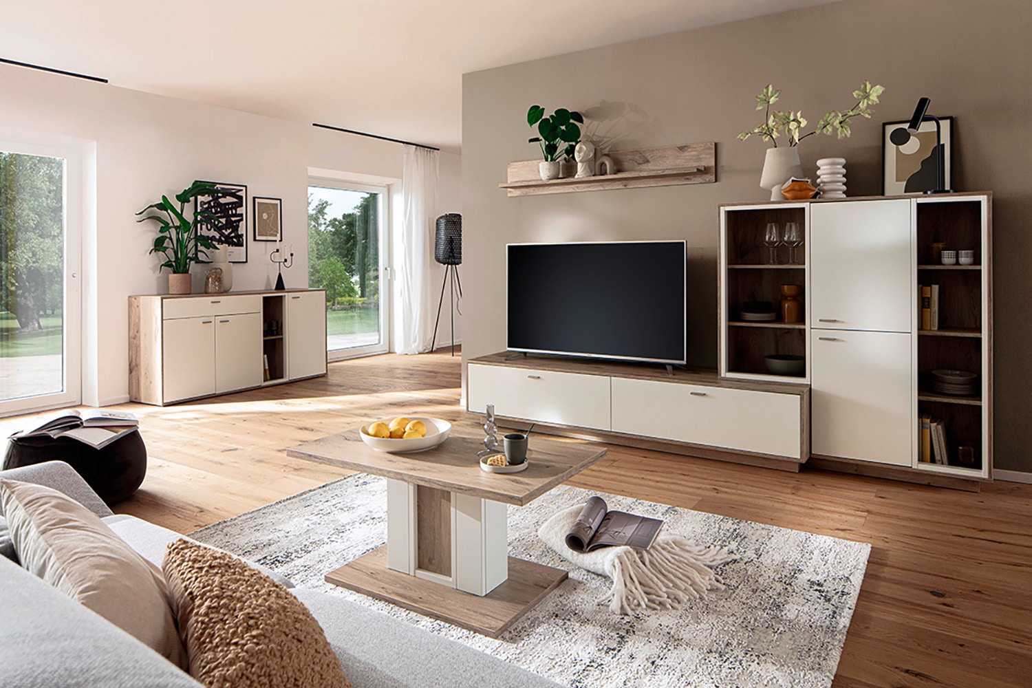 MCA furniture Wohnwand »SANTERNO«, (Komplett-Set, 3 St., 3-teilg), Wohnzimmer Set (3-tlg.), Türen & Schubkästen gedämpft, Breite 287 cm