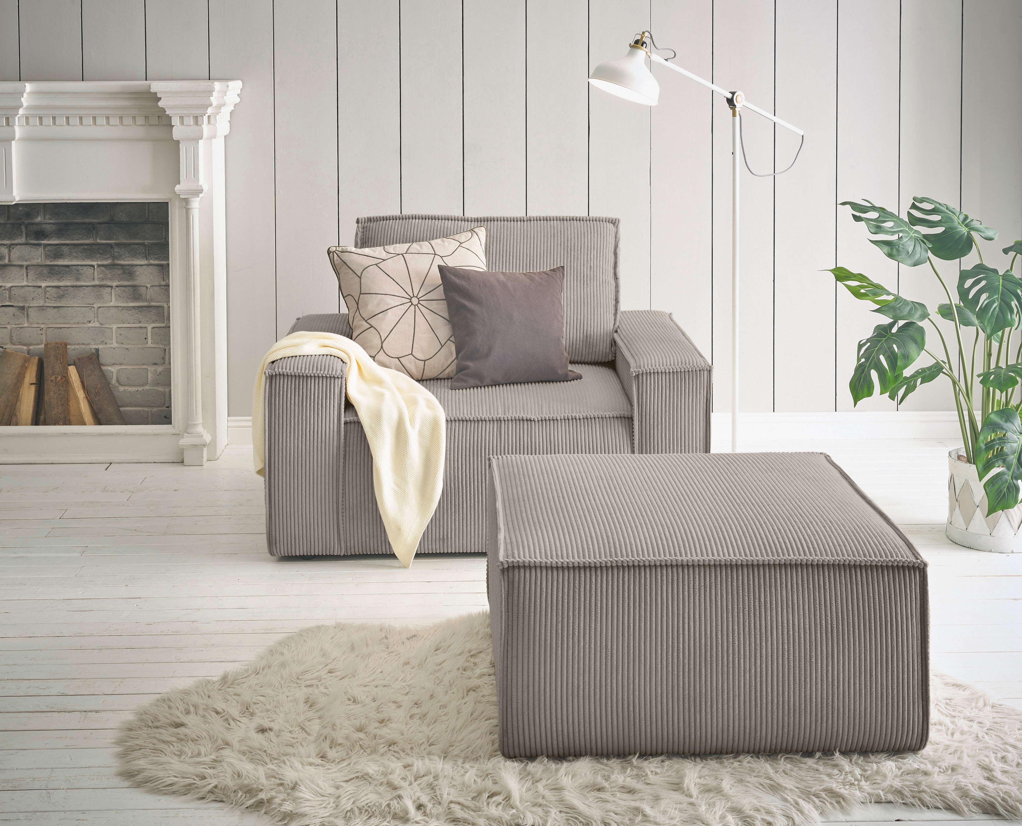 OTTO home Sessel "SHERWOOD Cord Sessel-Set" Loveseat und Hocker im Set, passend zur Polster-Serie SHERWOOD