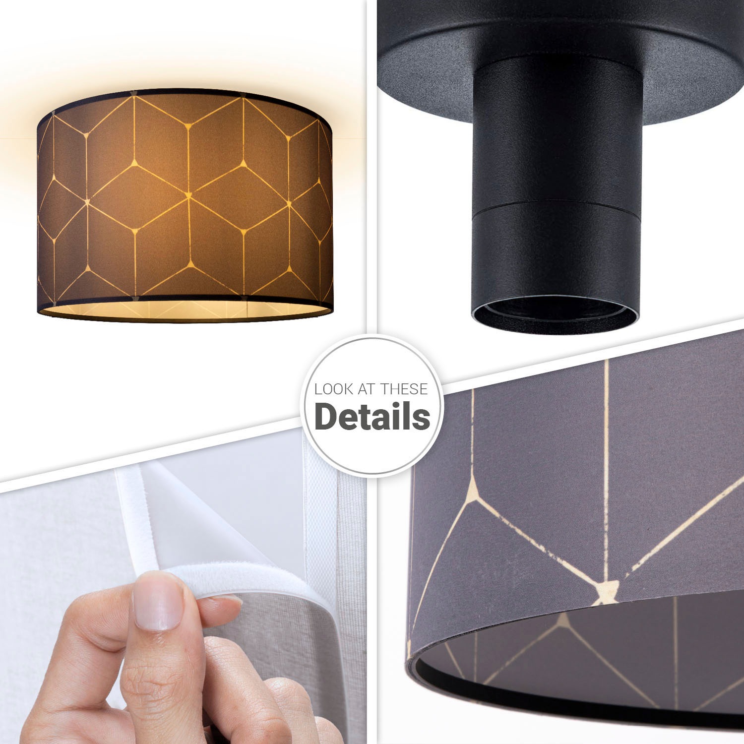 Paco Home BAUR Stoff Stoffschirm Lampenschirm | Modern Cube«, Deckenleuchte Deckenleuchte »Hugo Wohnzimmer