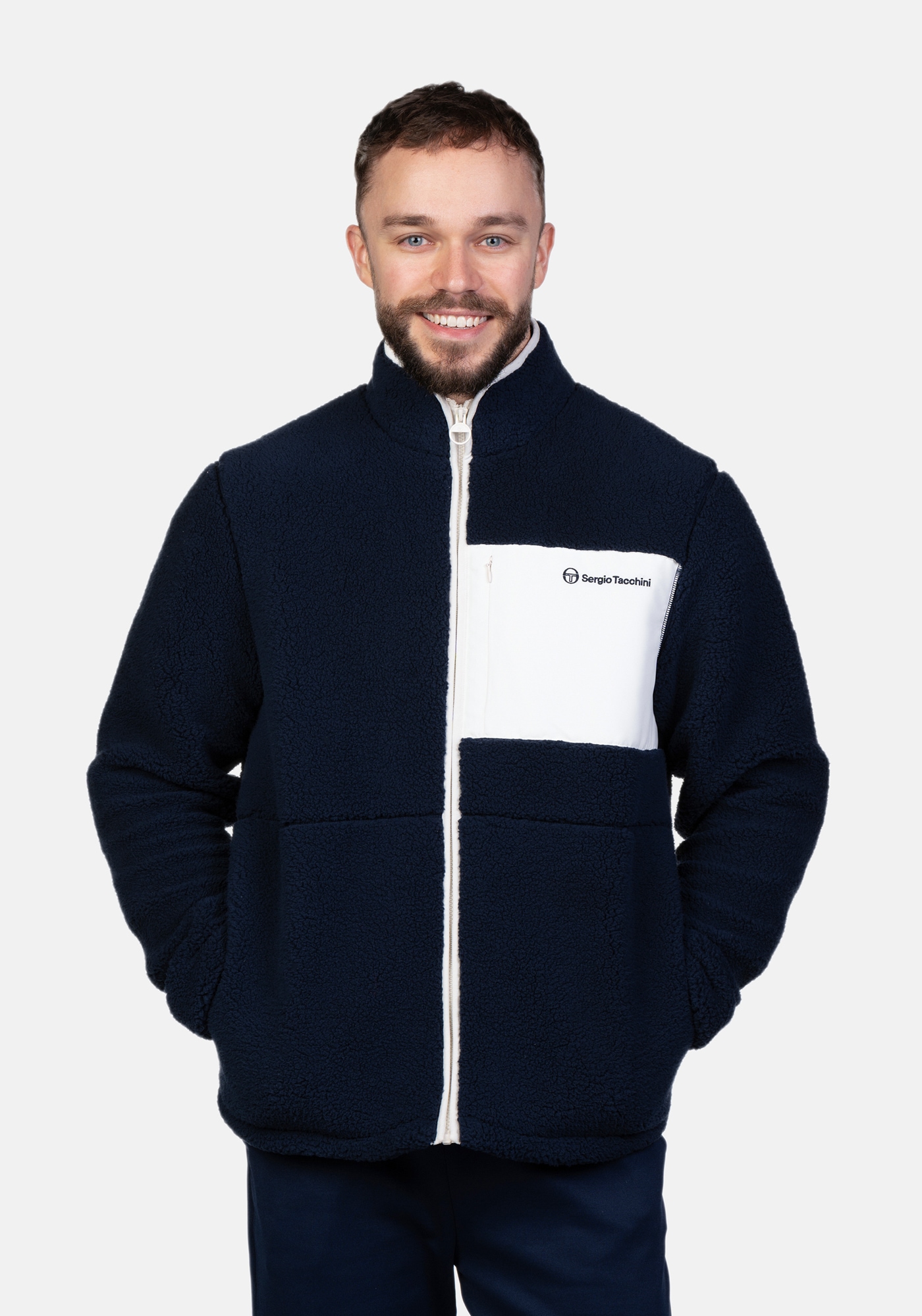Sergio Tacchini Winterjacke »WHITMAN BORG FLEECE Herren«, ohne Kapuze, Winterjacke Herren, Fleecejacke, Stepjacke, gefüttert, Retro, Sale