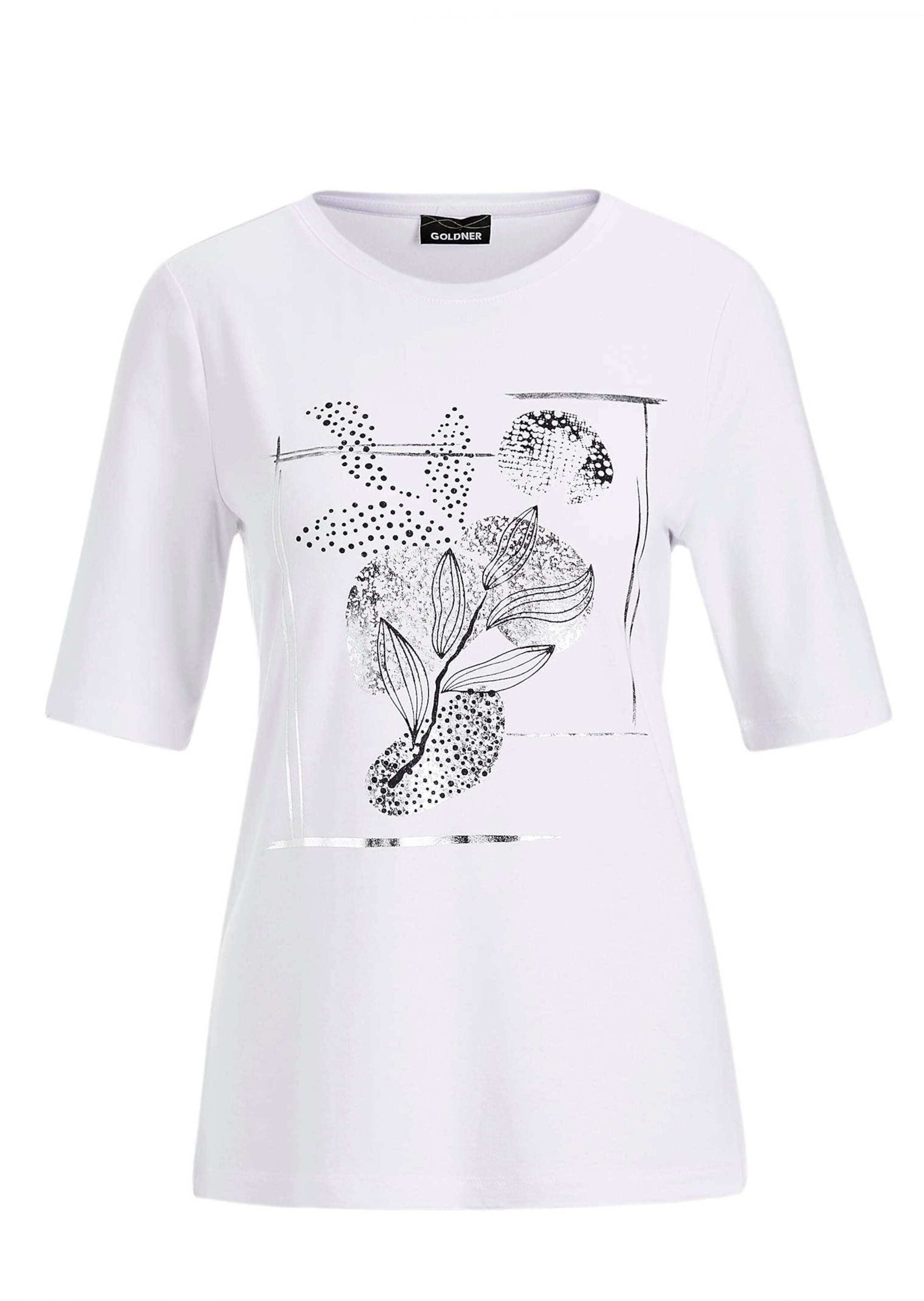 GOLDNER Kurzarmshirt "Jersey-Oberteil mit grafischem Glanzdruck" Glanzdetai günstig online kaufen