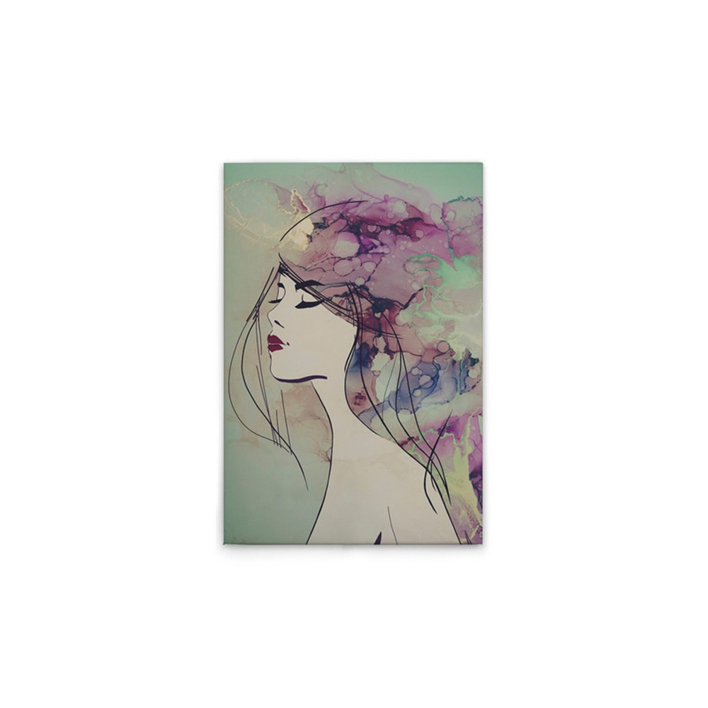 A.S. Création Leinwandbild »Lady 3 - Wandbild Bunt Grün Violett Keilrahmen Kunst«, Personen, (1 St.), Canvas Aquarell Leinwand Frau Wandkunst Schlafzimmer Personen Modern