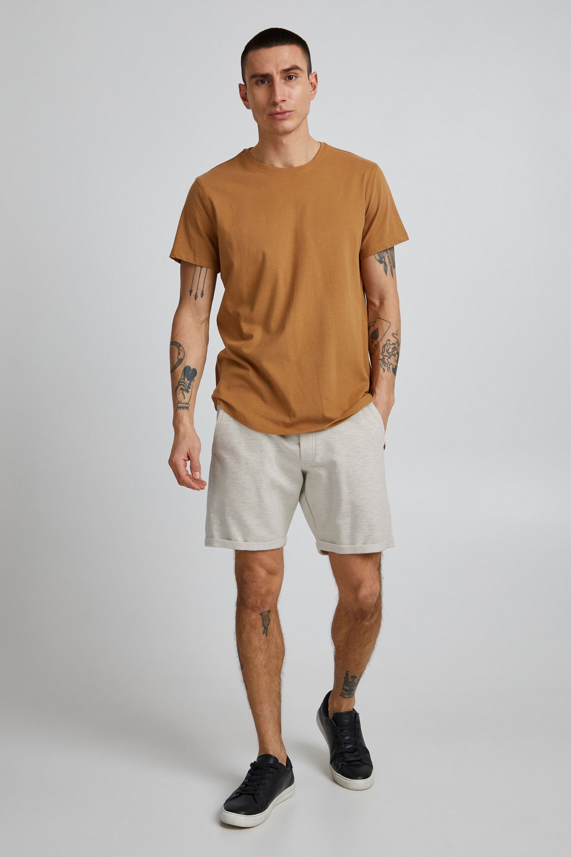 Sweatshorts BLEND "BHTimo", Herren, Gr. XL, US-Größen, beige (sand mix), Sweatware, 60% Baumwolle, 40% Polyester, unifarben, regular fit kurz, Hosen Sweatshorts, Kurze Hose mit fixierten Saumkanten am Bein 3