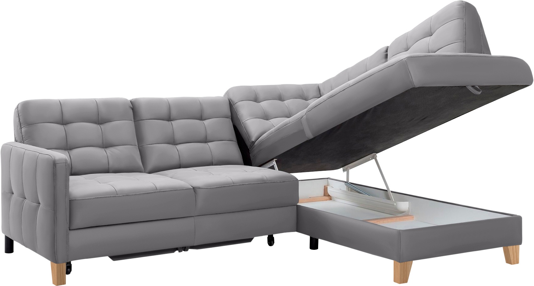 exxpo - sofa fashion Ecksofa »Elio, kompakt und komfortabel, bequem, zeitloses Design, L-Form«, wahlweise mit Bettfunktion und Bettkasten