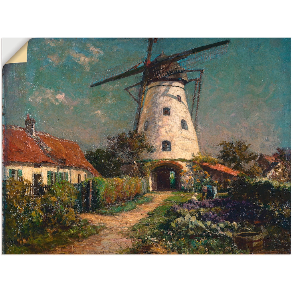 Artland Wandfolie »Bauerngarten bei einer Windmühle.«, Gebäude, (1 St.)