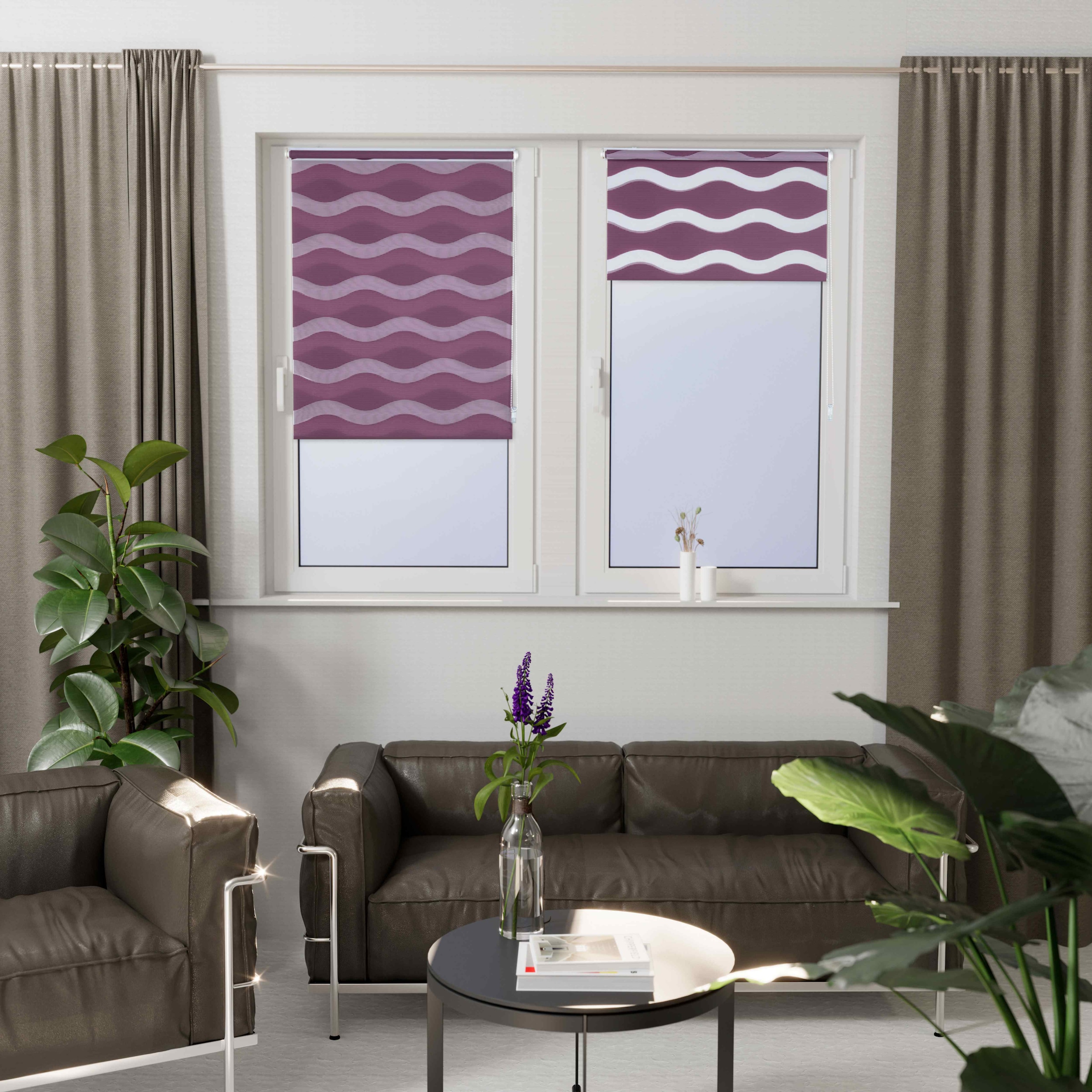 K-HOME Doppelrollo »Welle« Lichtschutz ohne Bohren im Festmaß