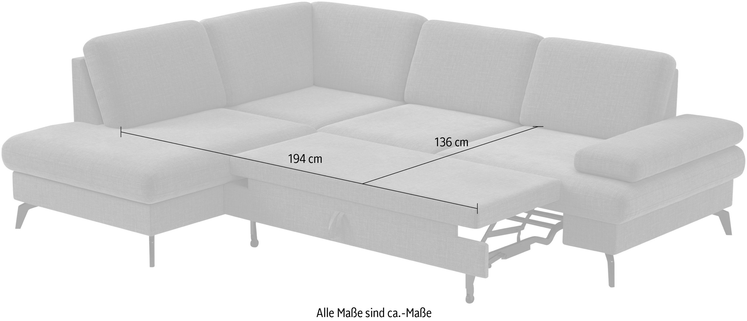 sit&more Ecksofa »Morris L-Form, inkl. Sitztiefenverstellung«, wahlweise mit Armteilverstellung, Bettfunktion & Bettkasten