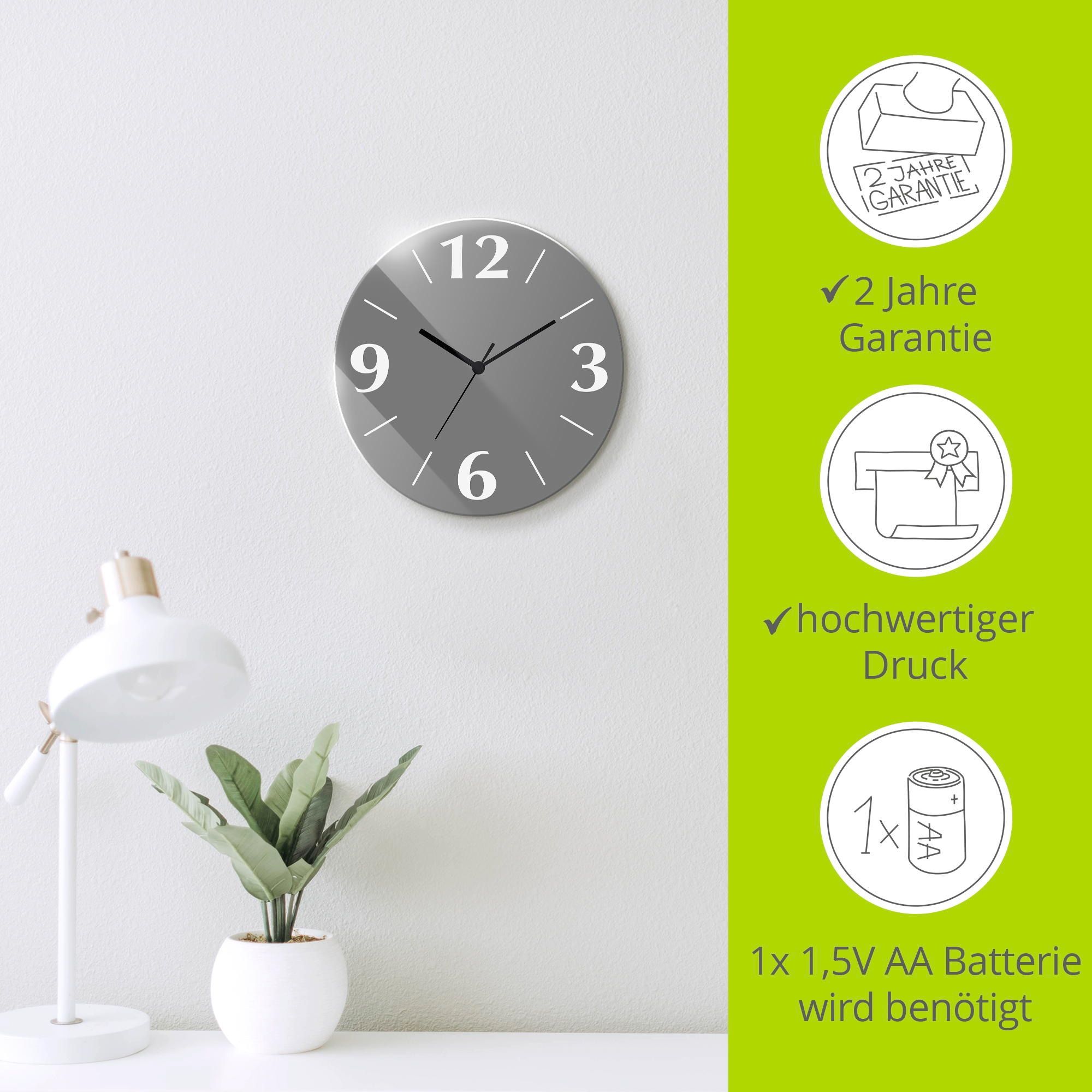 Artland Wanduhr »Trendfarben« wahlweise mit  Quarz- oder Funkuhrwerk, lautlos ohne Tickgeräusche