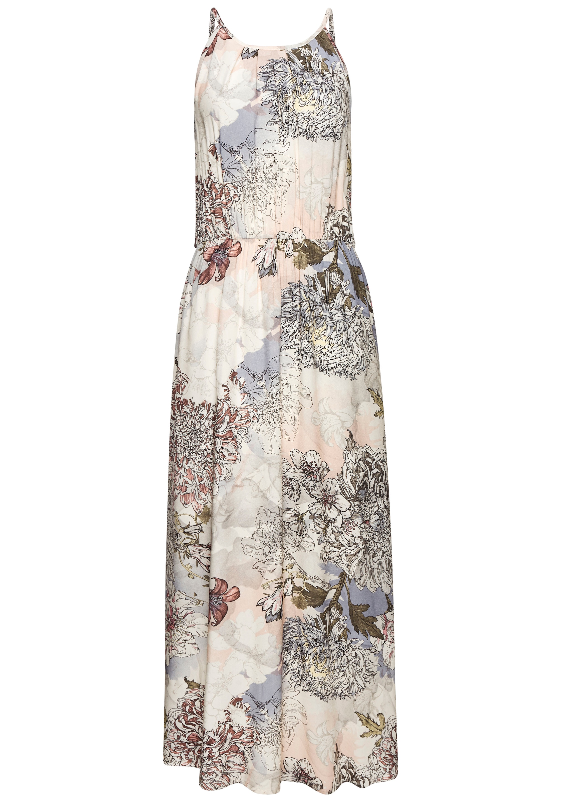 Buffalo Maxikleid, mit Alloverprint, leichtes Sommerkleid, fließendes Strandkleid