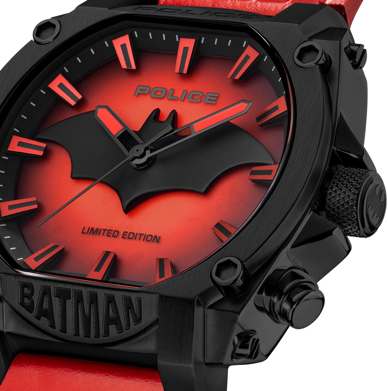 Police Quarzuhr »BATMAN«, Armbanduhr, Herrenuhr, Lederarmband, limited Edition