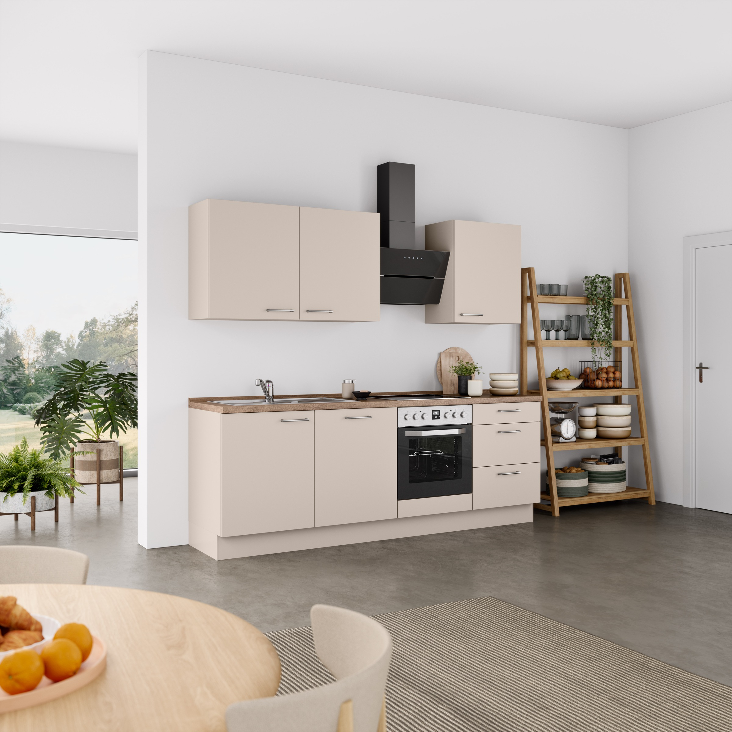 nobilia® Küchenzeile »"Laser II", Ausrichtung wählbar, Breite 240 cm«, vormontiert, wahlw. mit unterschiedlichen E-Geräten-Sets