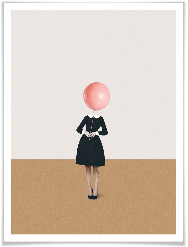 Wall-Art Poster St.), »Léon Poster, Mädchen«, | Bild, BAUR Luftballon Wandbild, (1 bestellen Luftballon, Wandposter Rosa