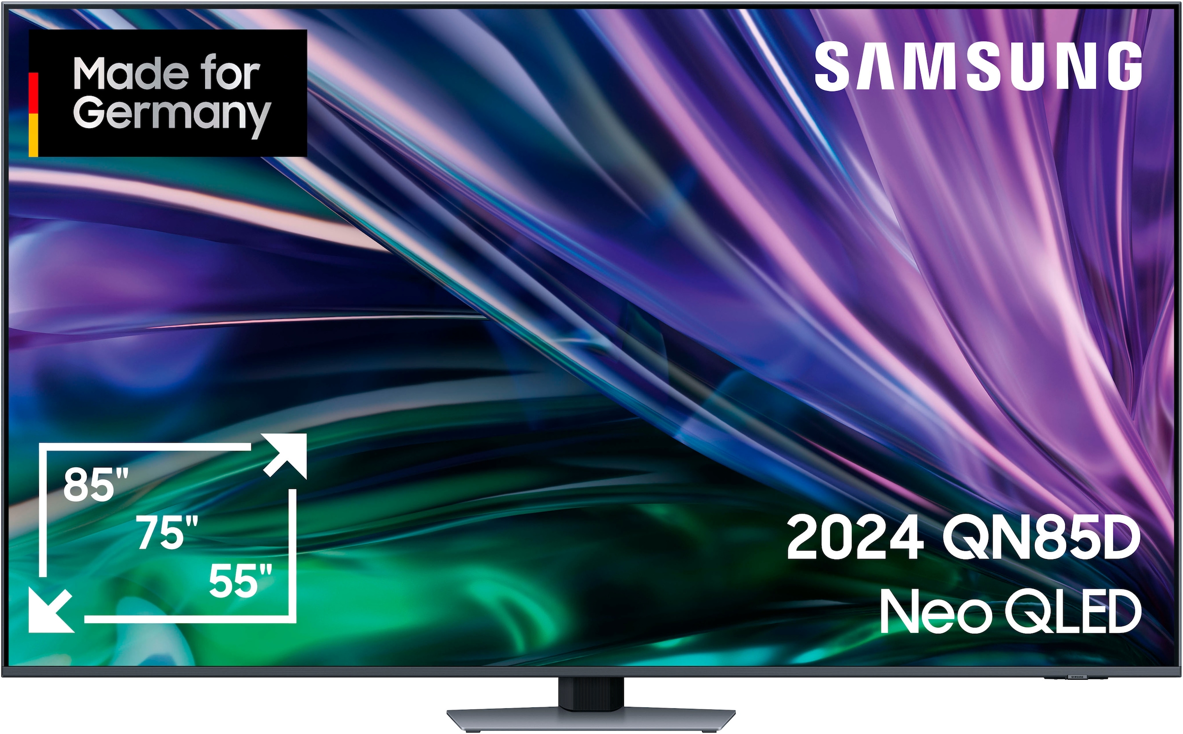 SAMSUNG QLED Mini LED-Fernseher, 85 ′′, silber, Fernseher, Neural Quantum 4K AI Gen2 Prozessor, Gaming Hub, bis zu 120Hz