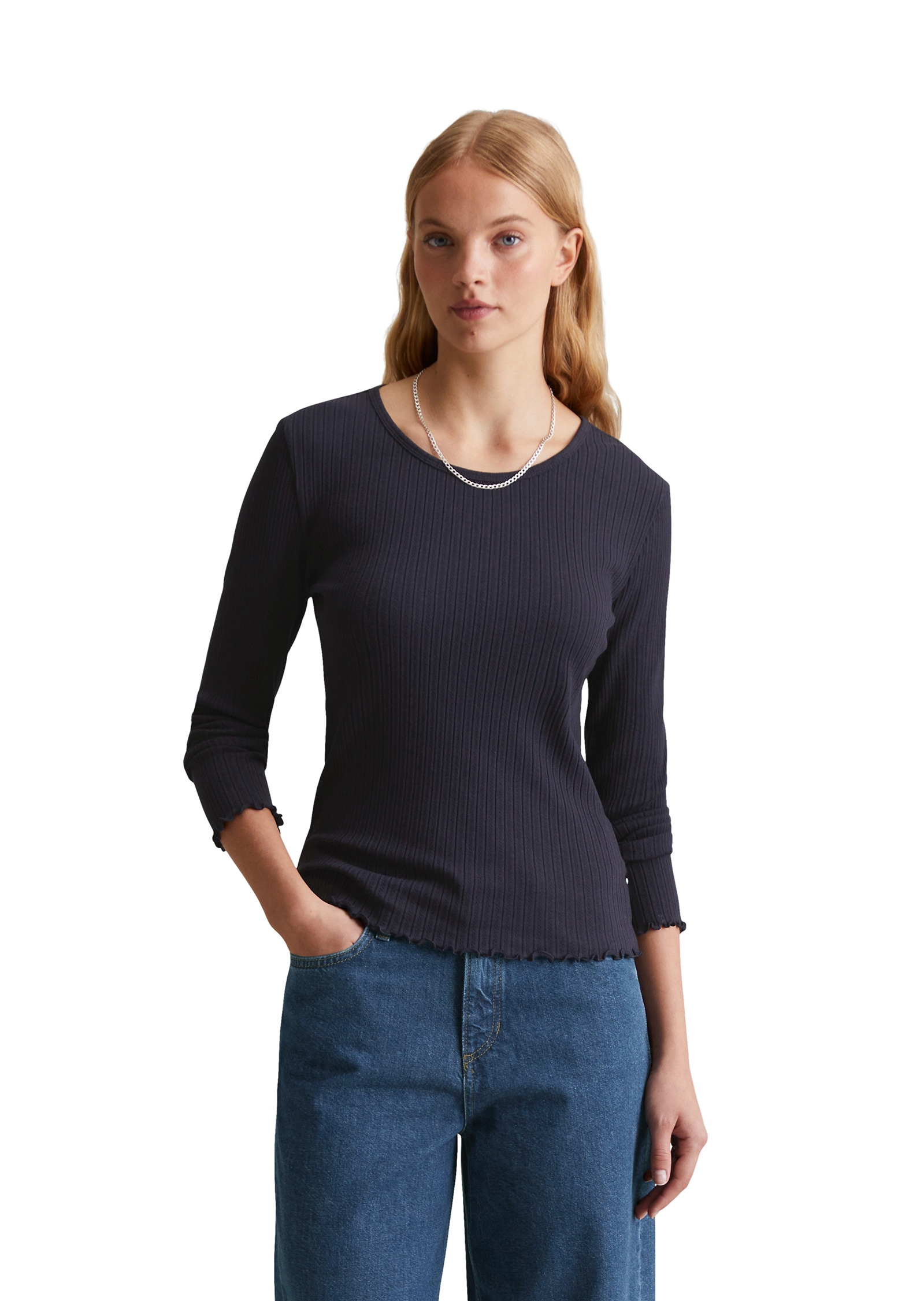 Marc OPolo DENIM Langarmshirt "aus modernem Ribbjersey" günstig online kaufen