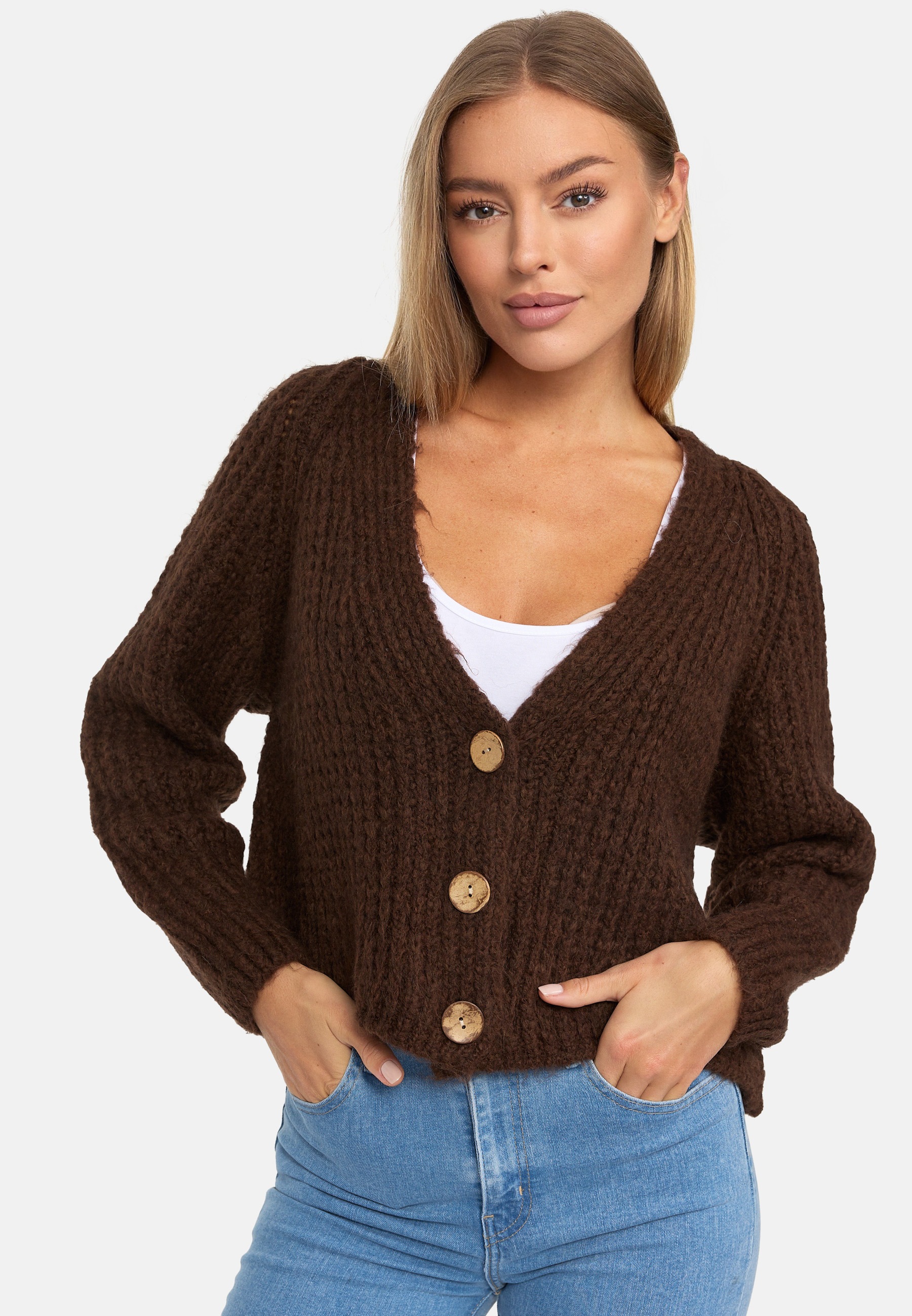 Strickjacke, mit femininem V-Ausschnitt