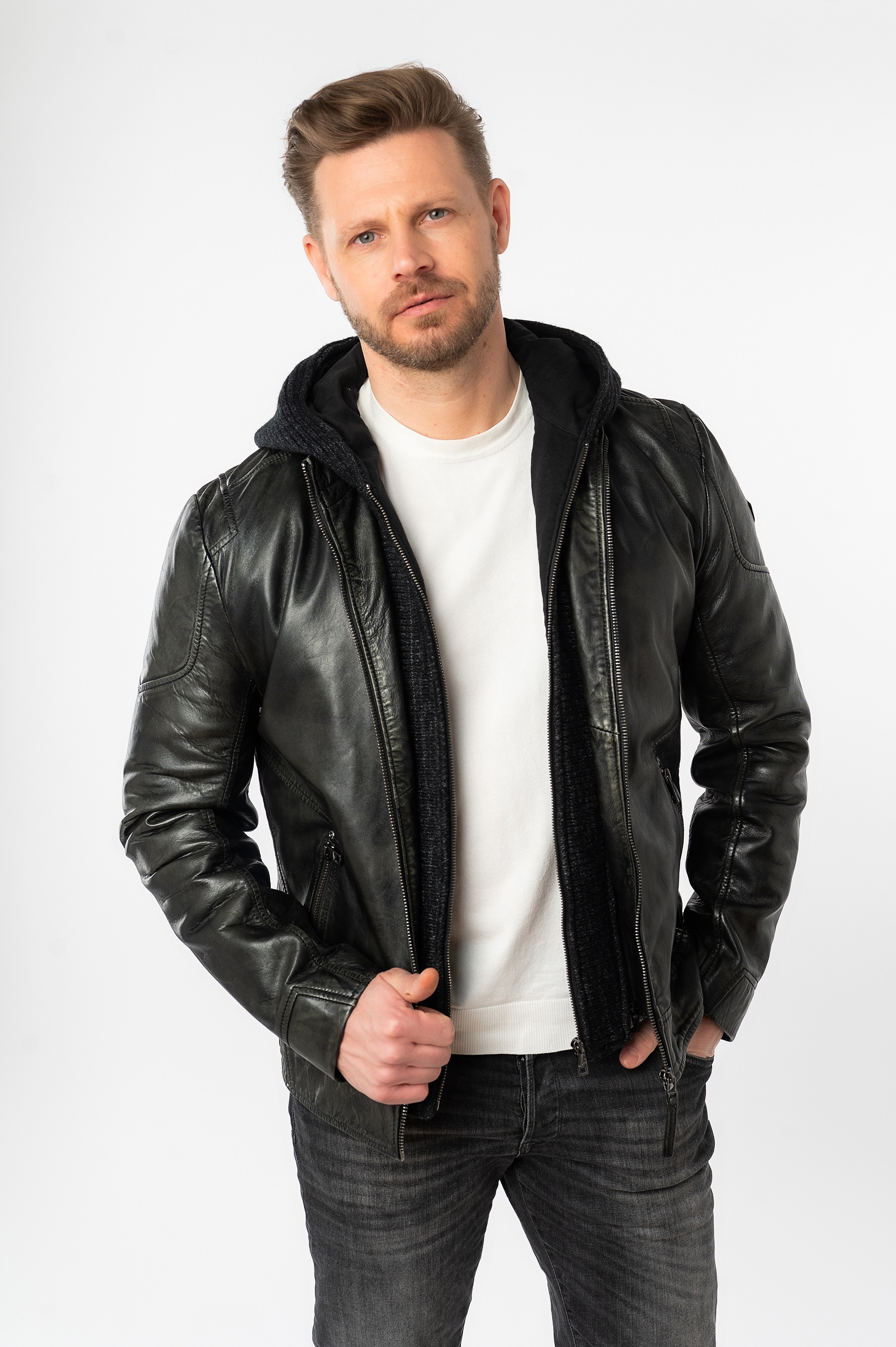 Mauritius Lederjacke "MMCholly", mit Kapuze, mit abnehmbarer Kapuze günstig online kaufen