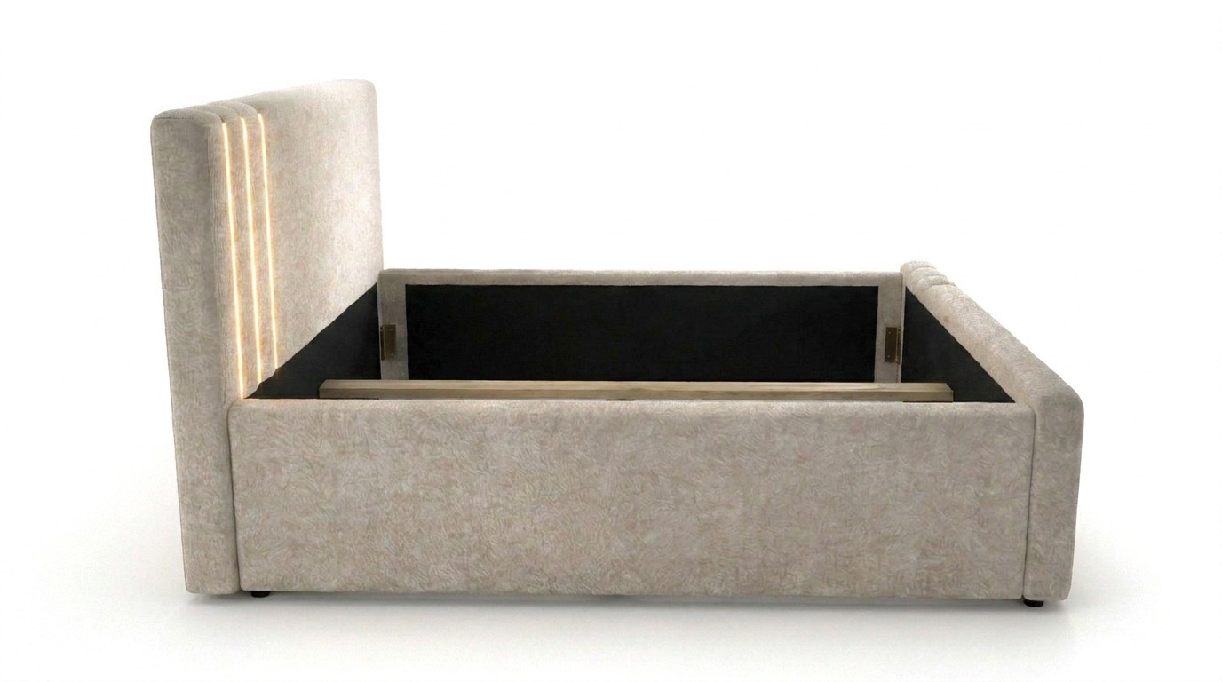 Home affaire Polsterbett »AESSIA in 2 Breiten- 160 und 180 cm, mit/ohne Bettkasten, Chenille« Stauraumbett, gepolstertes Kopfteil, ohne Matratze, modernes Design