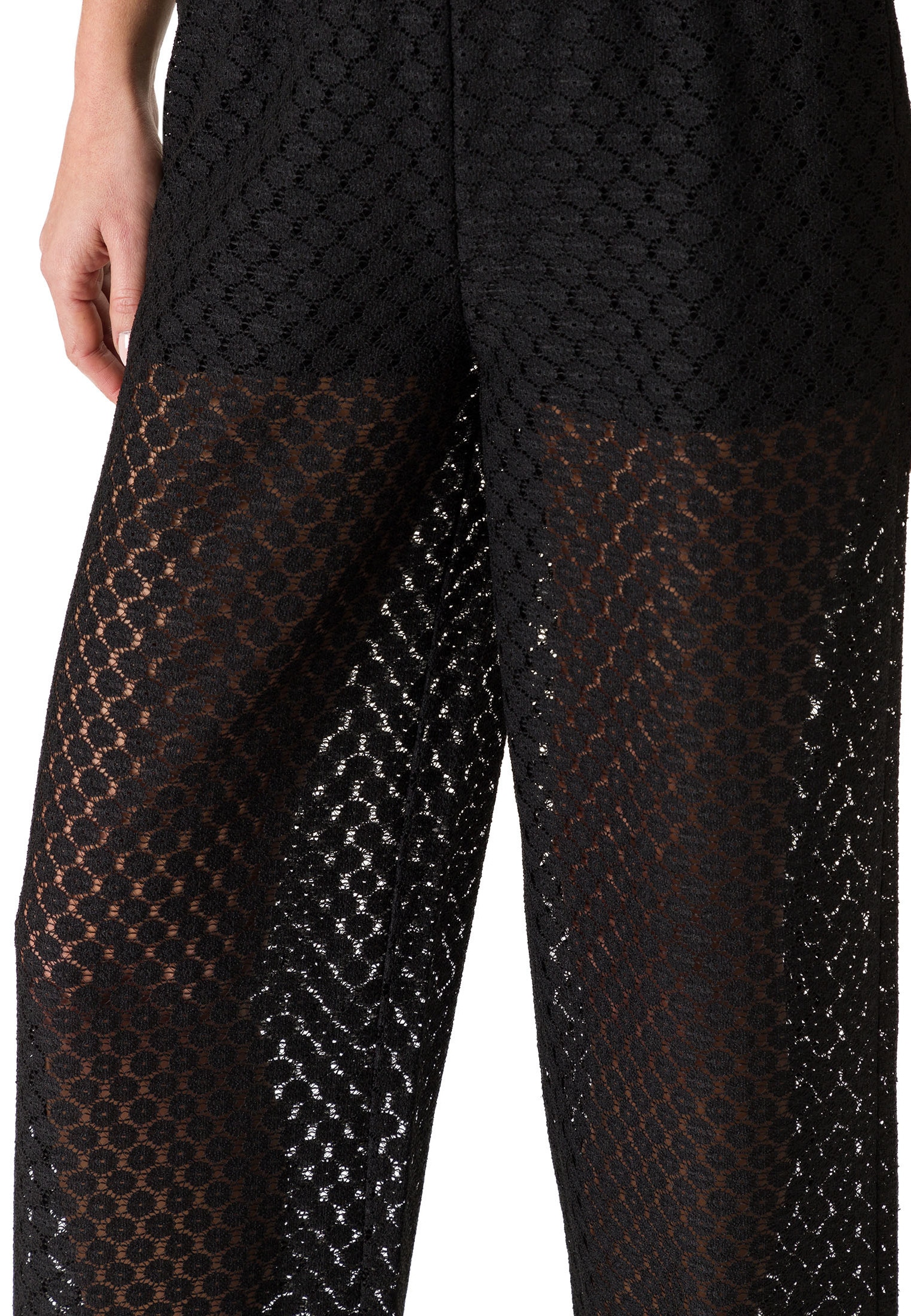 Zero Stoffhose »zero Hose transparent mit Spitze«, Lochmuster
