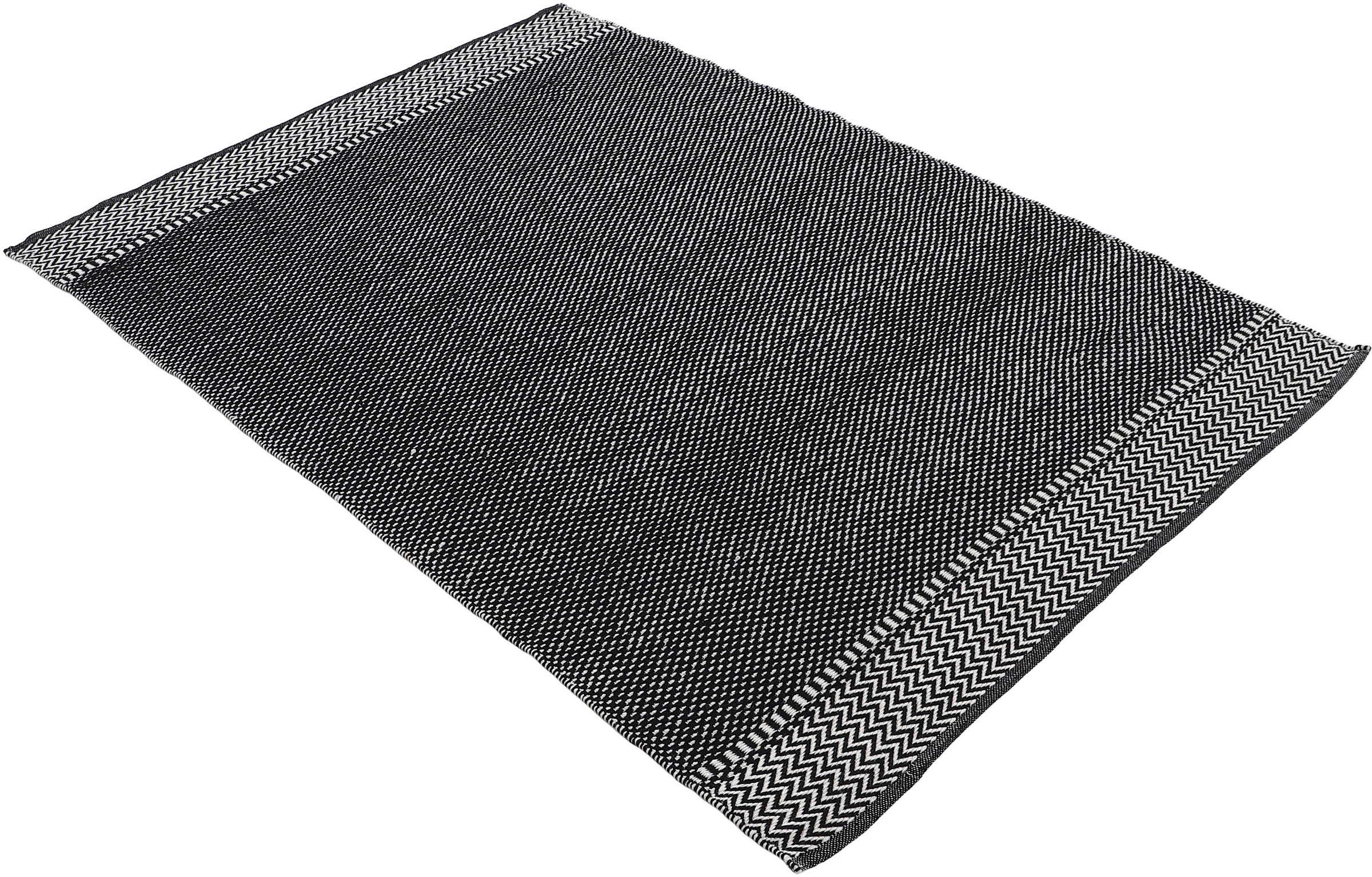 Teppich CARPETFINE "Frida 205", schwarz, B:60cm H:7mm L:110cm, Polyester, Teppiche, Teppich, Wendeteppich, 100% recyceltem Material (PET), Flachgewebe, Sisal Optik 2