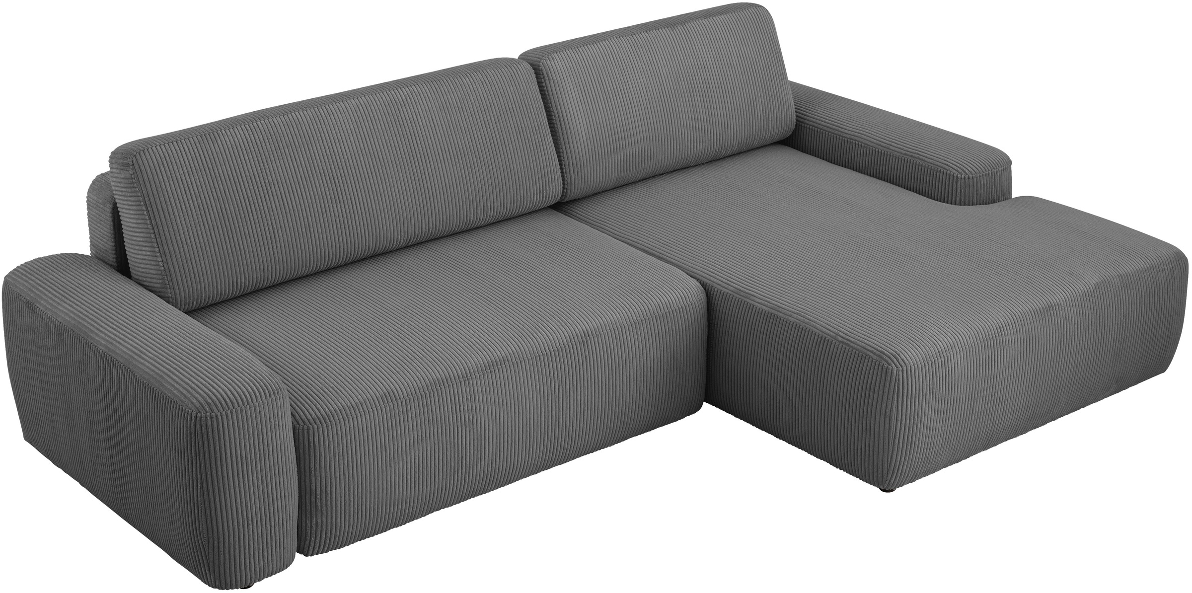 Home affaire Ecksofa »TORGE (264cm), Schlafsofa in Cord, Samtvelours o Struktur fein, L-Form« Schlaffunktion, Bettkasten, Liegefläche: 125/210 cm