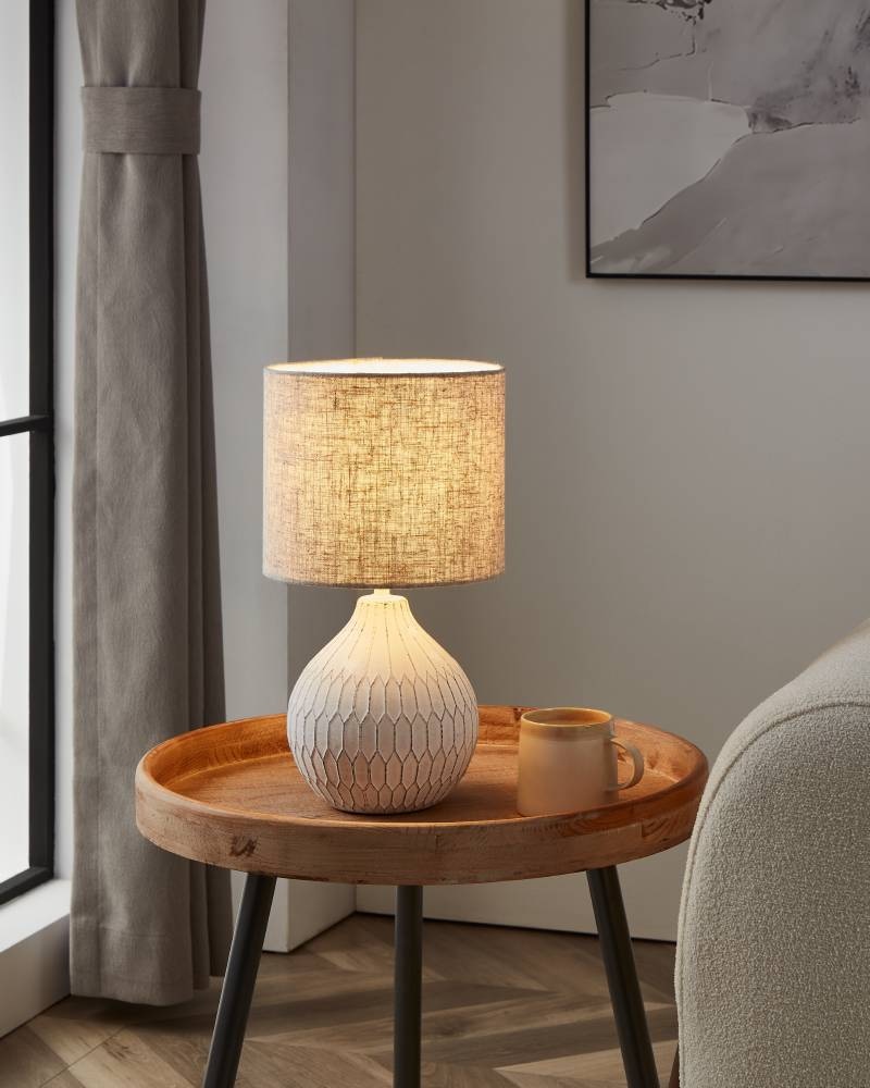 EGLO Tischleuchte »BELLARIVA 3« E27 1 Stk. Nachttischlampe mit Boho-Muster und in hellbraun, mit Schalter, E27