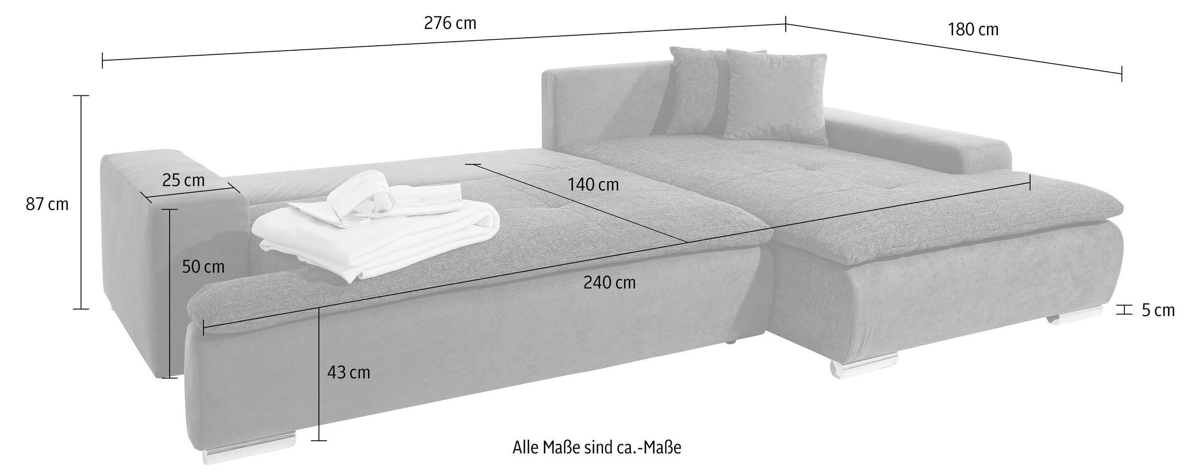 Mr. Couch Ecksofa »Haiti L-Form«, wahlweise mit Kaltschaum (140kg Belastung/Sitz), RGB-Beleuchtung