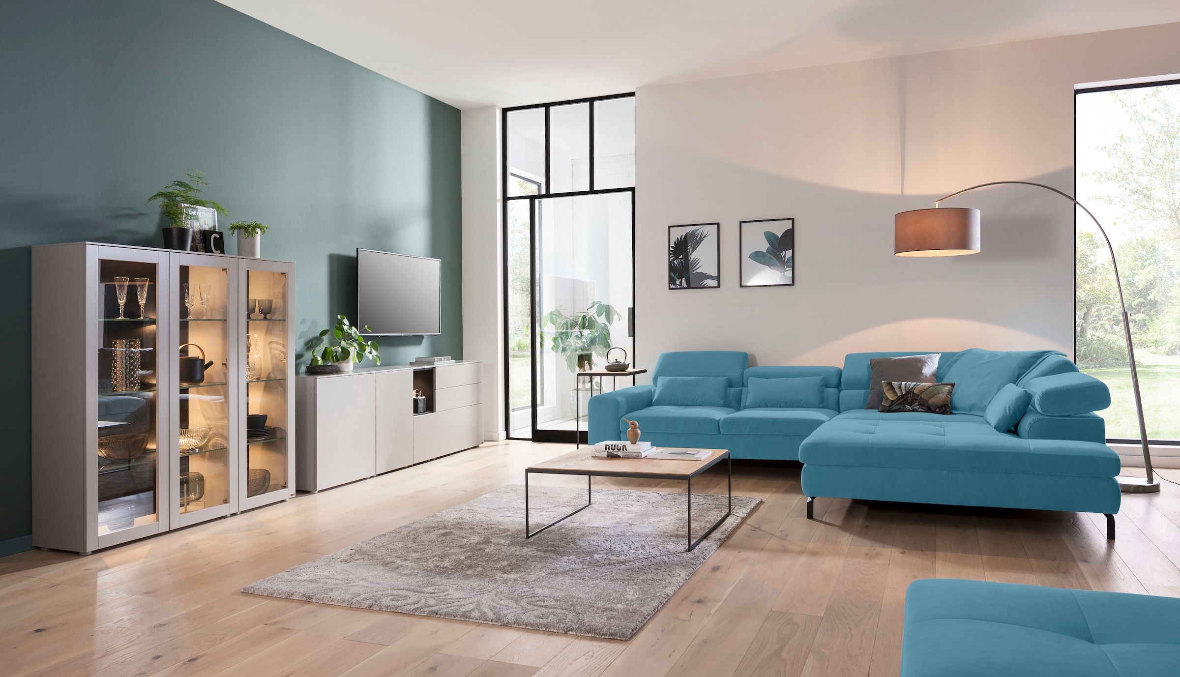 GALLERY M branded by Musterring Ecksofa »Felicia Due L-Form«, Wahlweise mit Sitzvorzug, inkl. Kopfteilverstellung, Sitzhöhe 40 cm