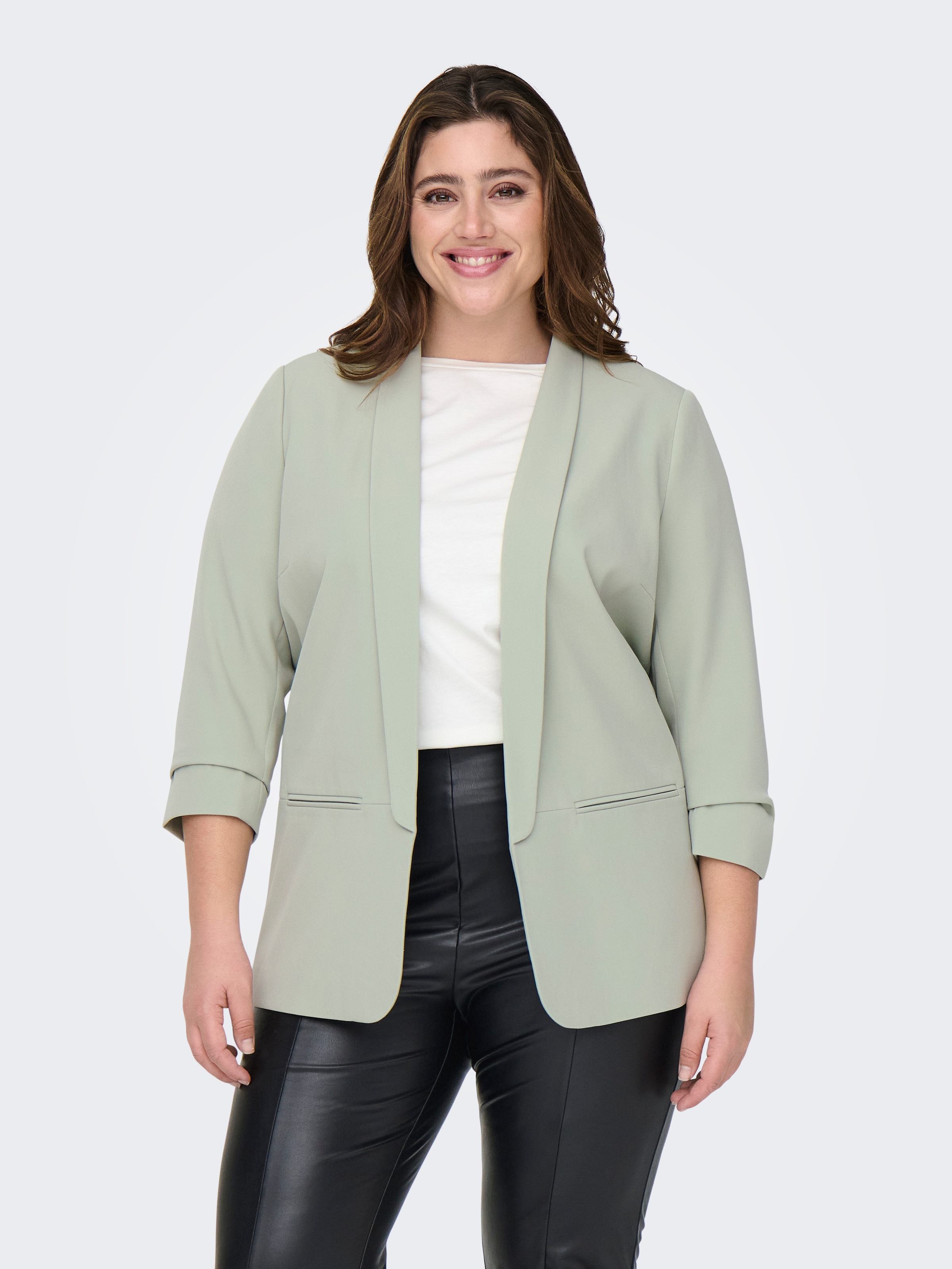 ONLY CARMAKOMA "CARELLY 3/4 LIFE BLAZER WVN" Kunstfaser mit Stretch