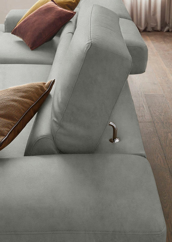 W.SCHILLIG Ecksofa »piedroo, Designsofa mit tollem Sitzkomfort, elegant und bequem, L-Form«, Kopfteilverstellung, wahlweise mit Sitztiefenverstellung, Breite 303cm