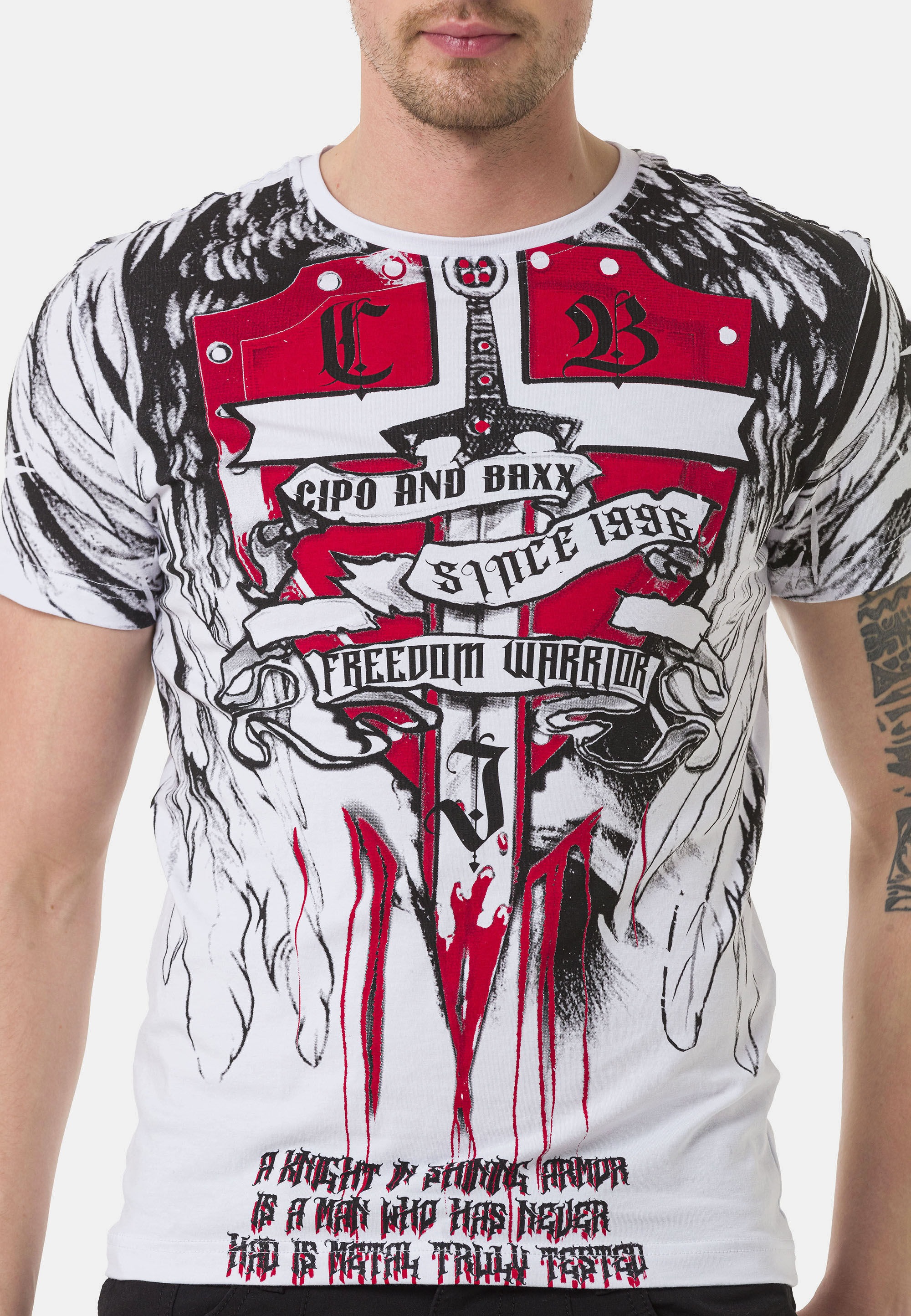 Cipo & Baxx T-Shirt »T-Shirt«, mit coolen Prints, Vorder- und Rückseite