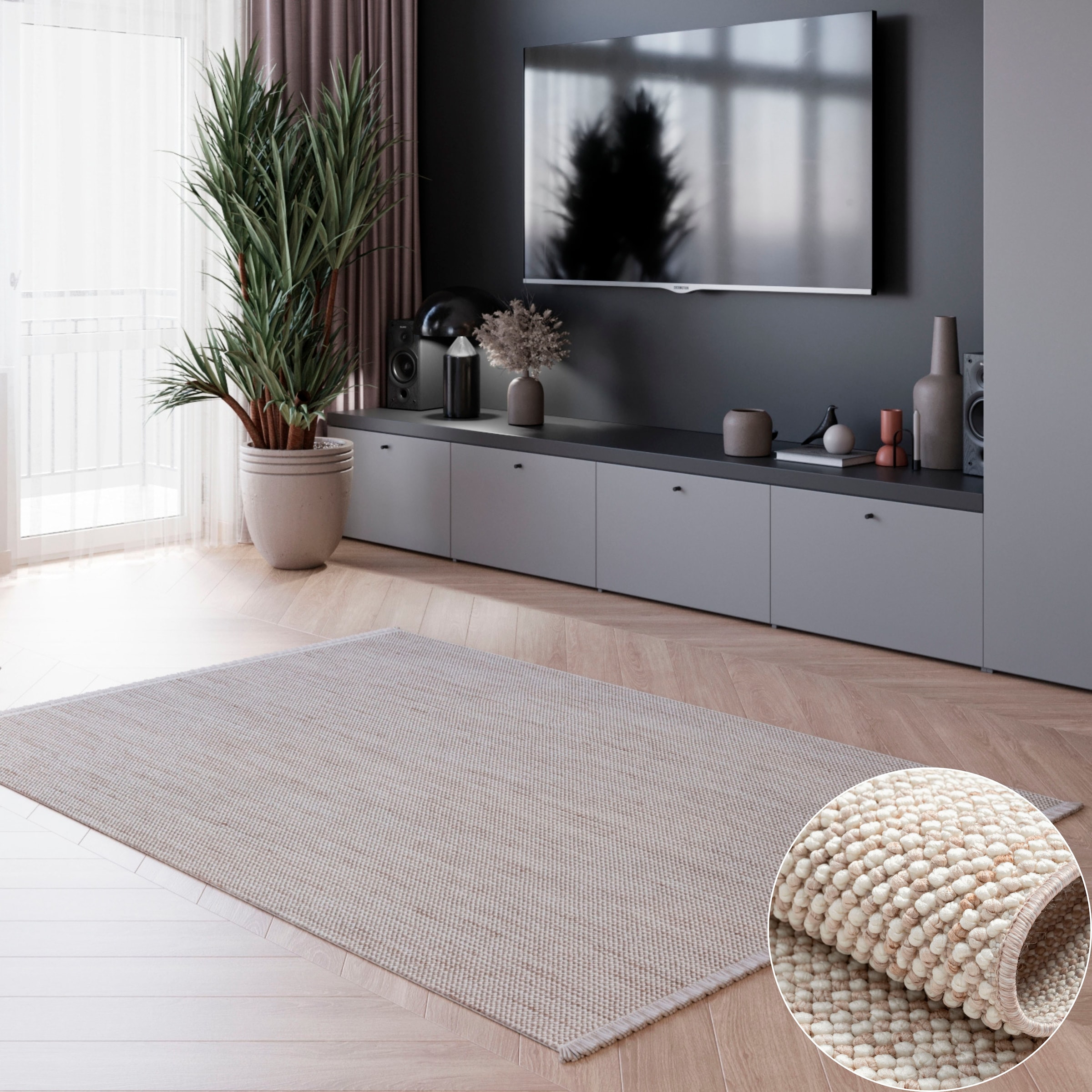 OTTO home Teppich "Vals" rechteckig 7 mm Höhe Uni Farben, meliert, Sisal-Op günstig online kaufen