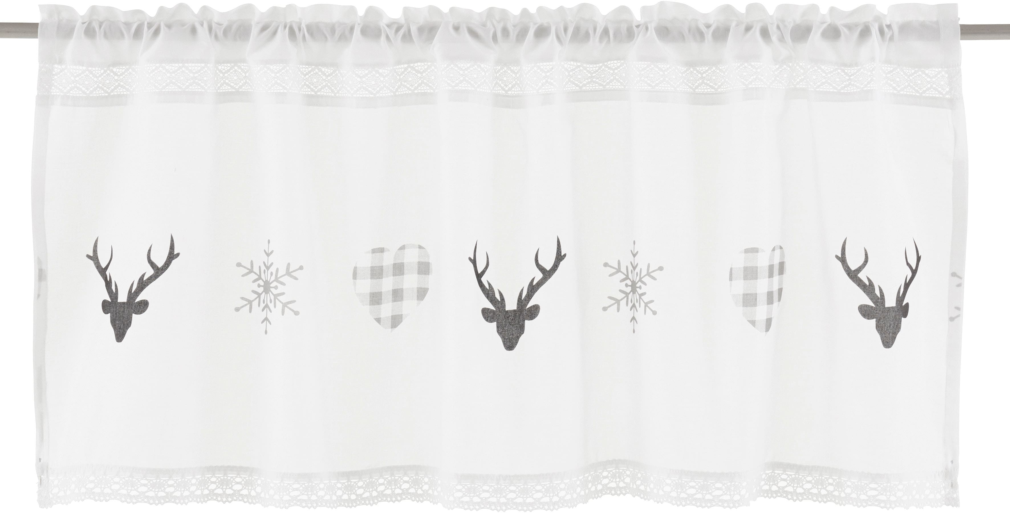 my home Scheibengardine "Xaver" Stangendurchzug 1 Stk. tlg. Halbtransparent günstig online kaufen