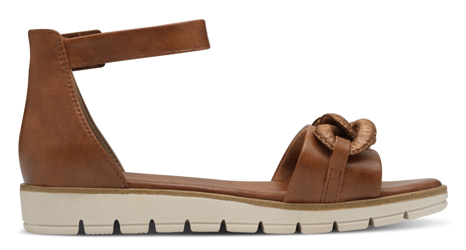 MARCO TOZZI Riemchensandale, Keilabsatz, Sommerschuh, Sandalette, mit Zierkette Ton in Ton