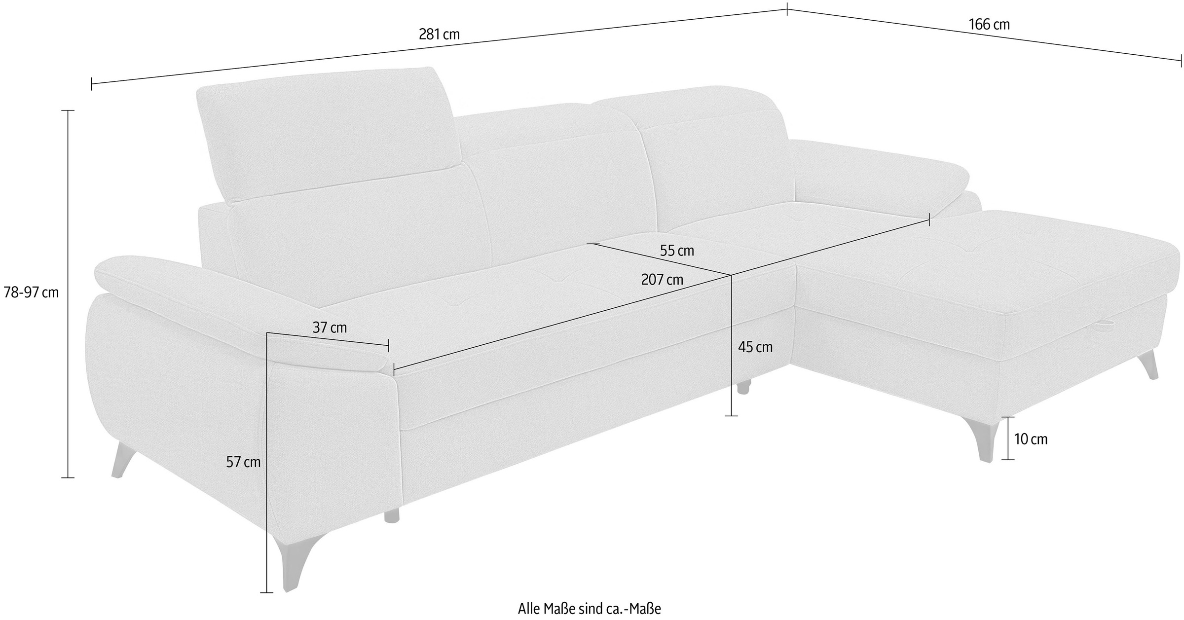 exxpo - sofa fashion Ecksofa inkl. Bettfunktion und Bettkasten,toller Sitzkomfort, Steppung im Sitz