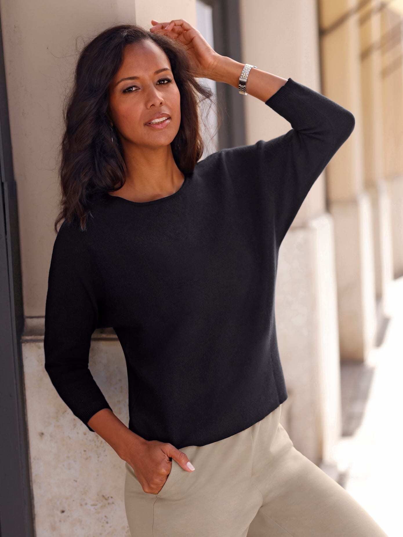 Lady 3/4 Arm-Pullover "Fledermauspullover" günstig online kaufen