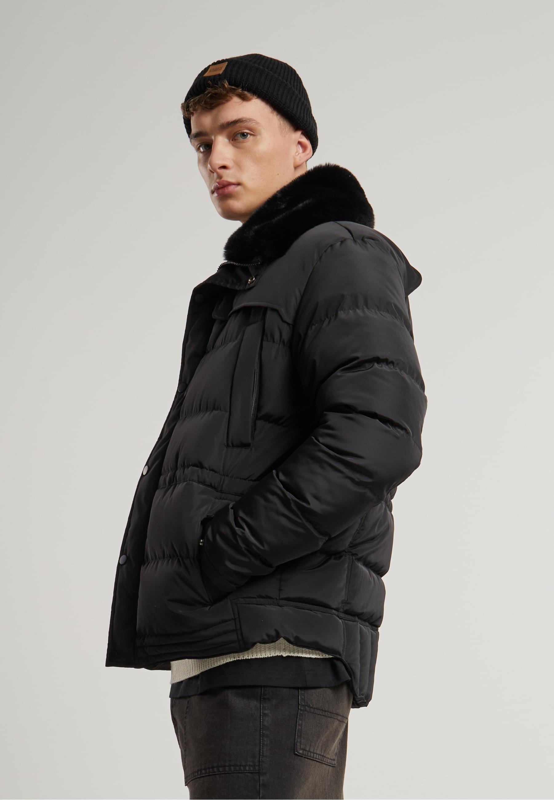 URBAN CLASSICS Winterjacke »Urban Classics Puffer Jacket With Detachable Fur Collar«, (1 St.), ohne Kapuze