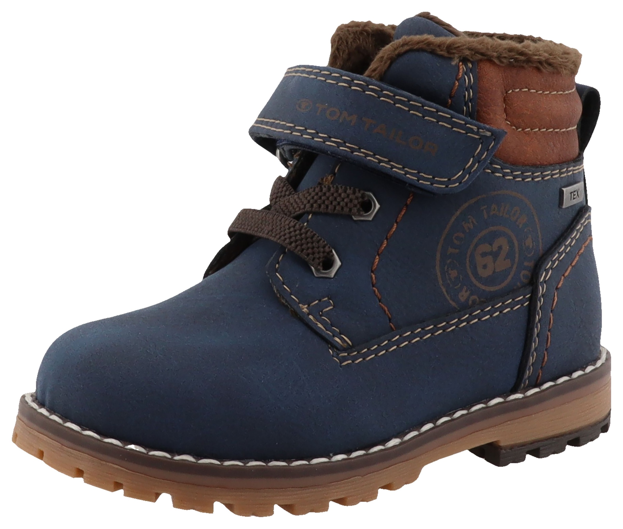 TOM TAILOR Mädchen Winterboots, Gr. 30dunkelblau, Lederimitat, kontrastfarbene Details, Schuhe, mit Klettverschluss