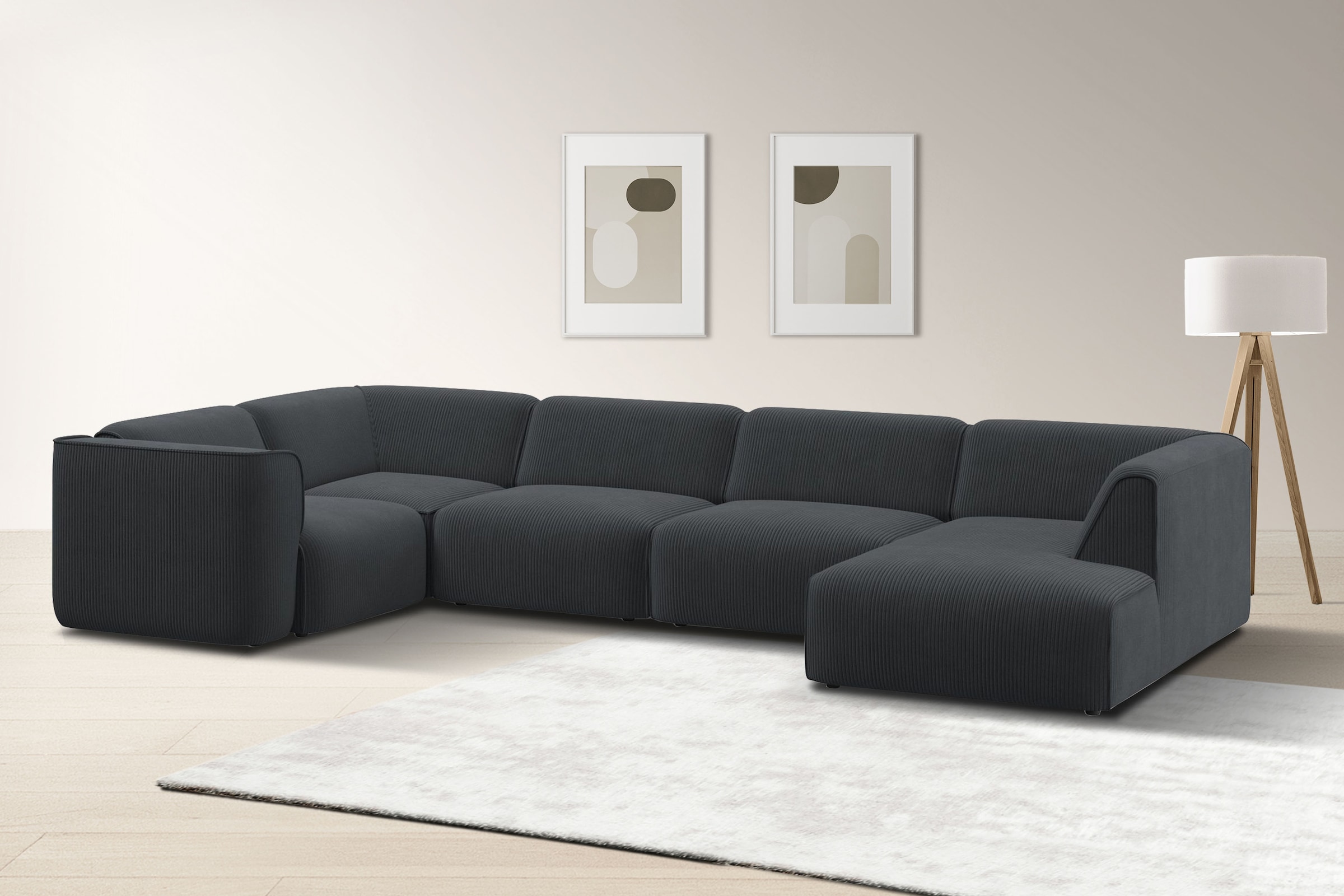 RAUM.ID Wohnlandschaft »Merid U-Form, jederzeit durch Module erweiterbar, B/T/H: 367/206/70 cm«, als Modul oder separat verwendbar, für individuelle Zusammenstellung