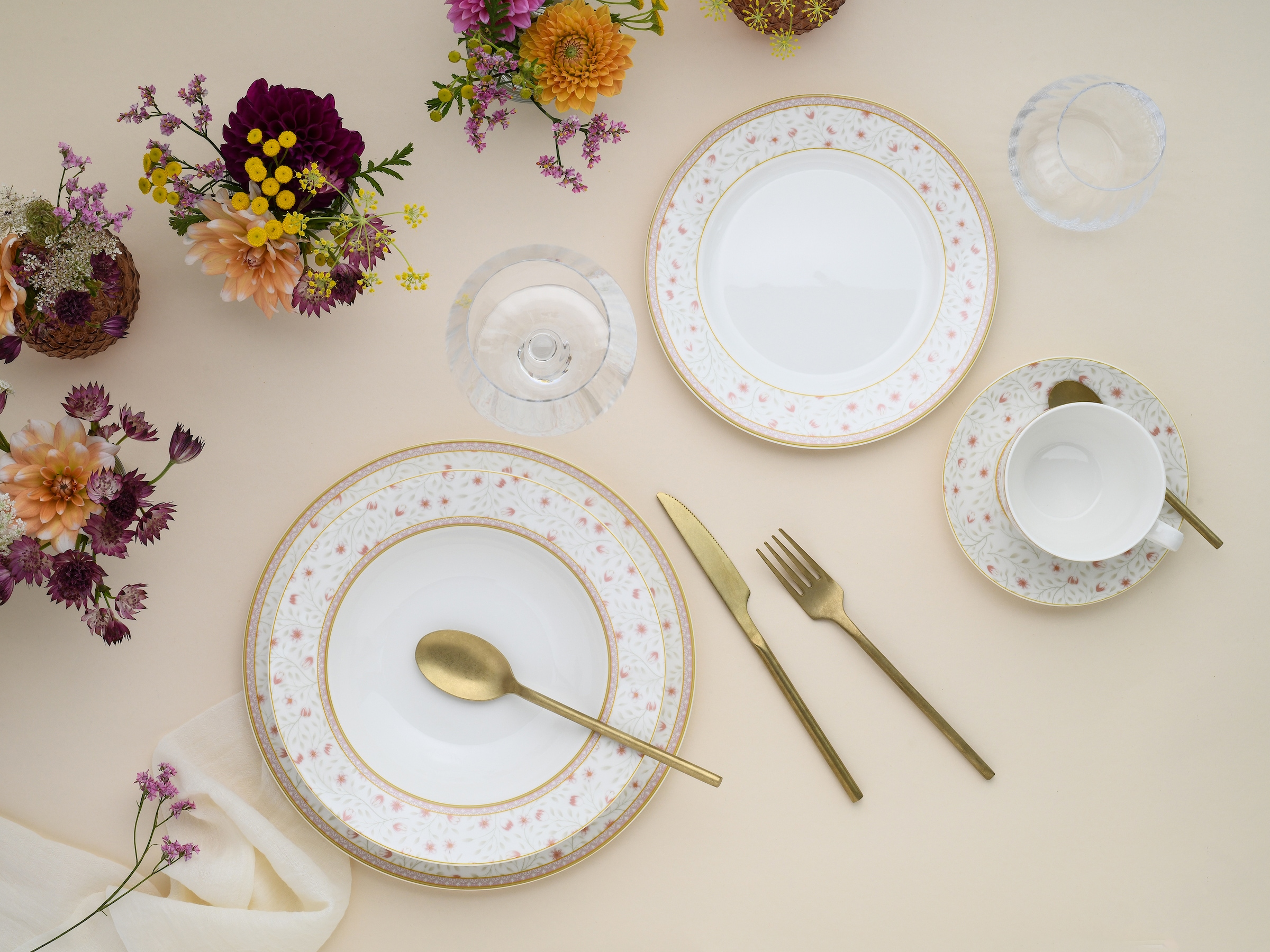 CreaTable Kombiservice »Emilia-Romagna, Kombi-Service 30-tlg«, (Set, 30 tlg.), Blumendekor