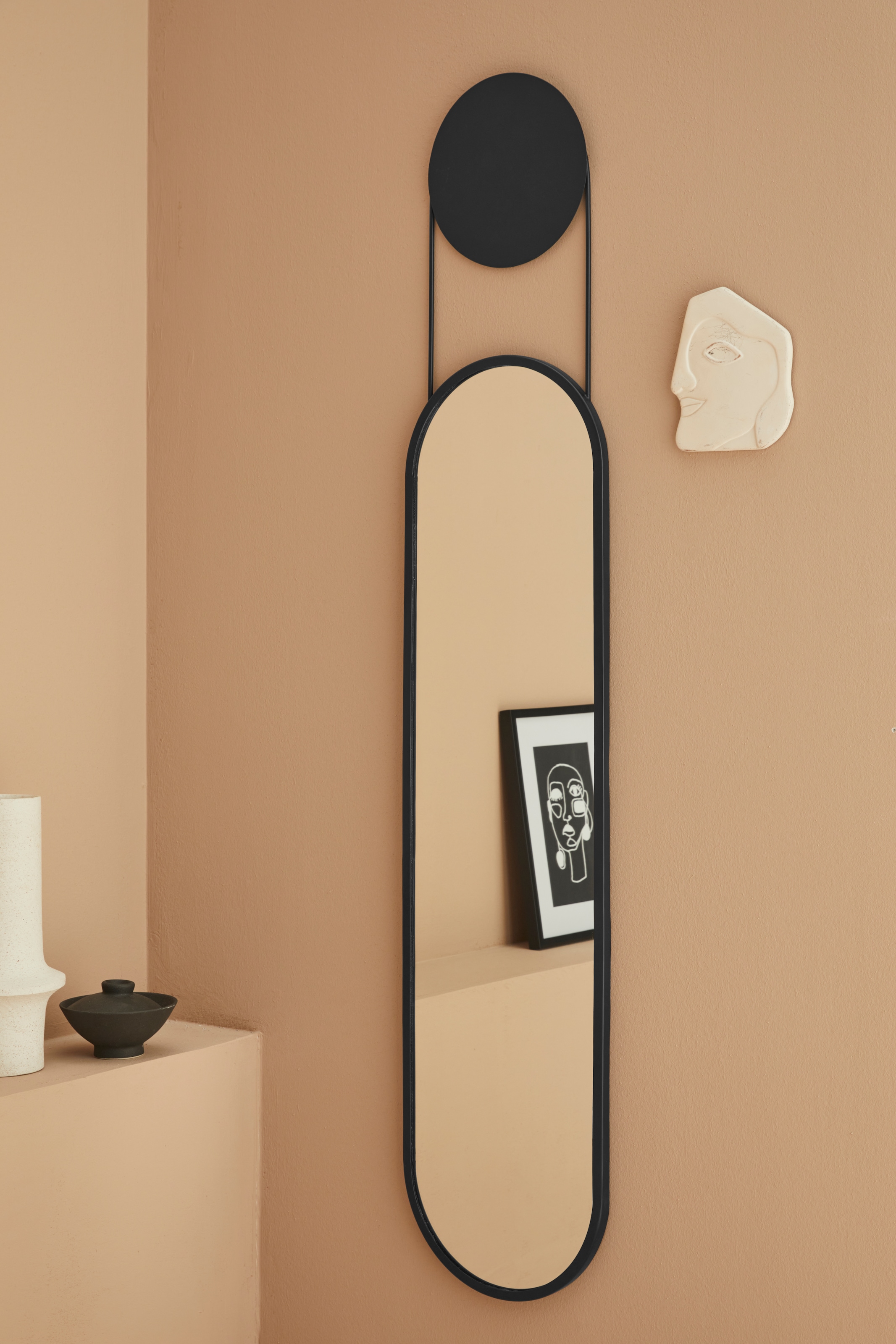 LeGer Home by Lena Gercke Wandspiegel »länglicher Spiegel, schwarz«, (1 St.), Dekospiegel, Wanddeko, länglich oval, Rahmen aus Metall, modern