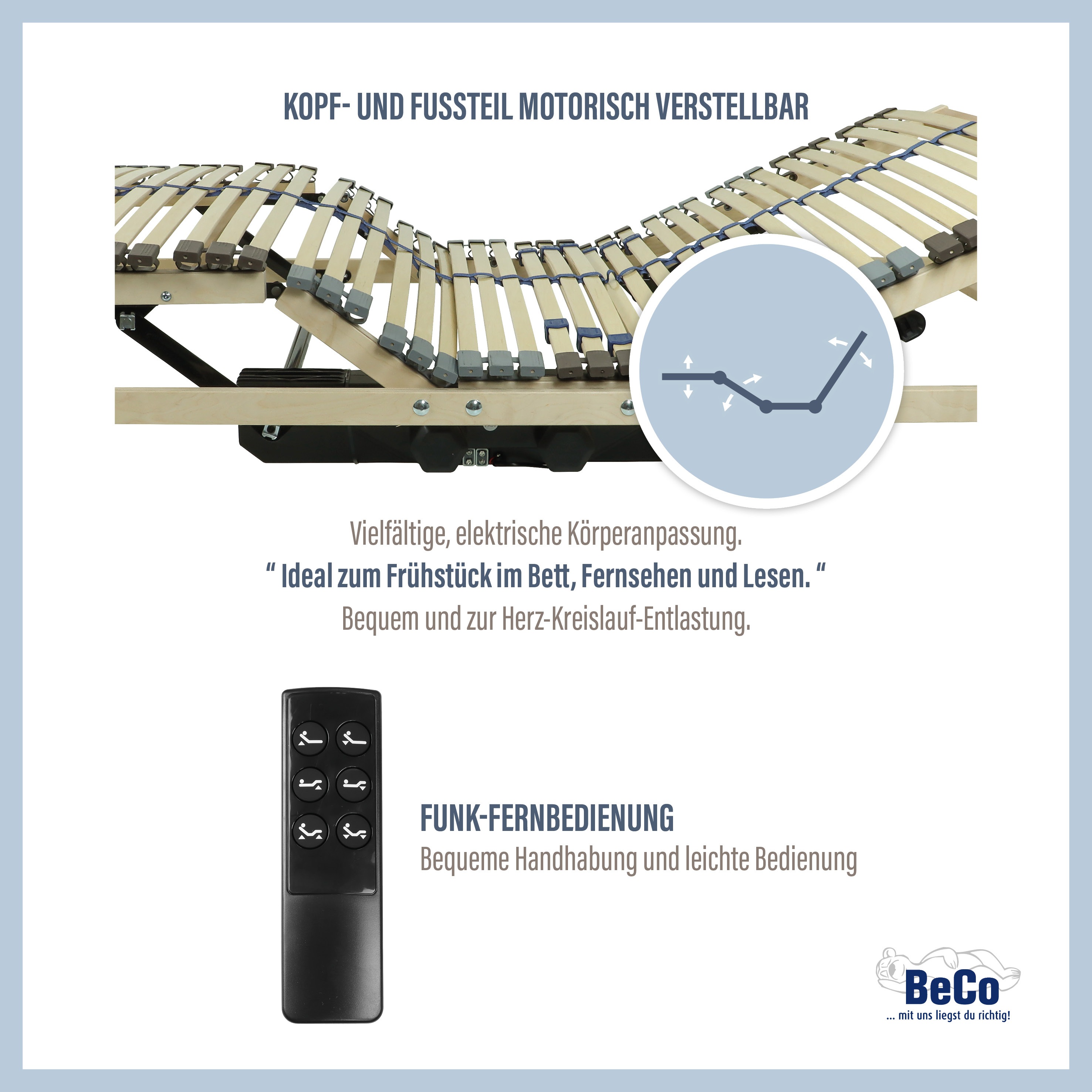 Thumbnail - Beco Lattenrost mit Motor "Blue Royal Motor" elektrisch verstellbar mit Funk Fernbedienung