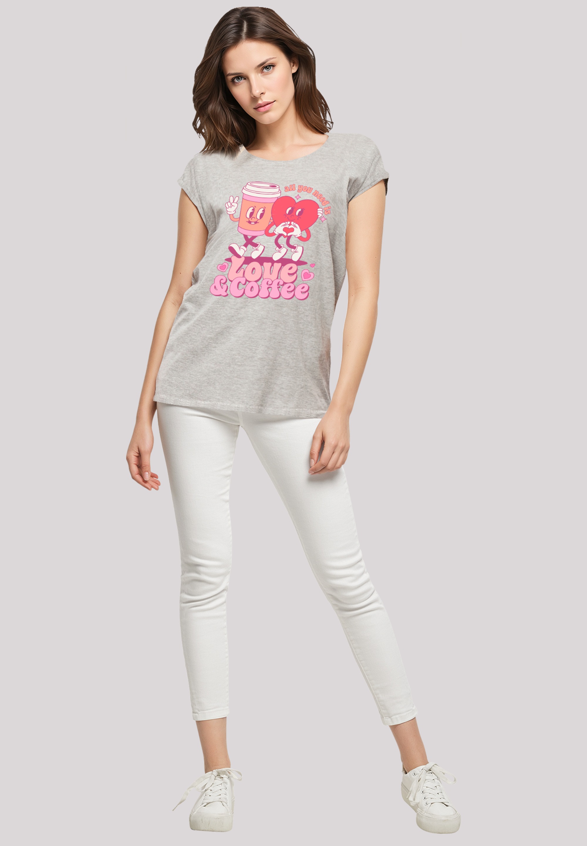 F4NT4STIC T-Shirt »Love and Coffe Valentinstag«, Premium Qualität