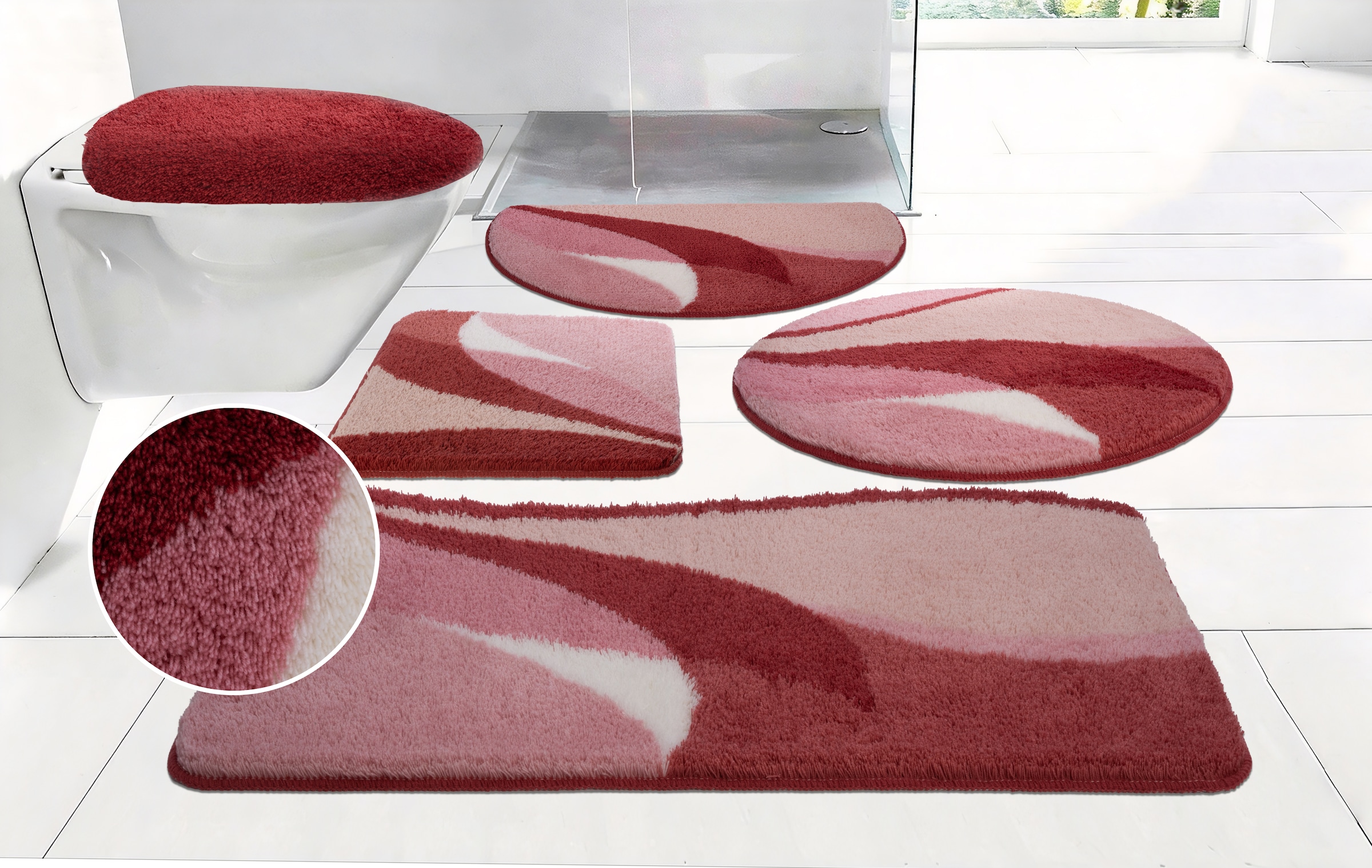 OTTO home Badematte "Magnus, Badvorleger, Badezimmer Teppich" Höhe 20 mm rutschhemmend beschichtet schnell trocknend strapazierfähig mehrfarbig, Badteppich, Badematten auch als 2 teiliges Set & rund