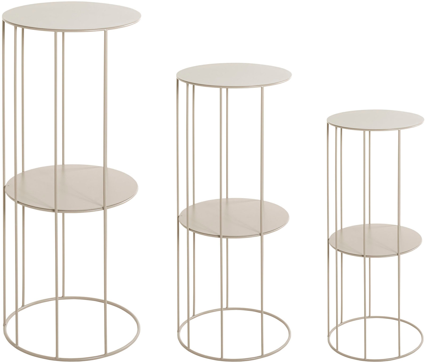 HAKU Blumentisch »Blumenpodest, Blumenständer, Pflanzsäule« Set, 3er Set, 3 Stk. tlg. rund - aus Metall Grau - Ø/H 21/45 und 25/57 cm