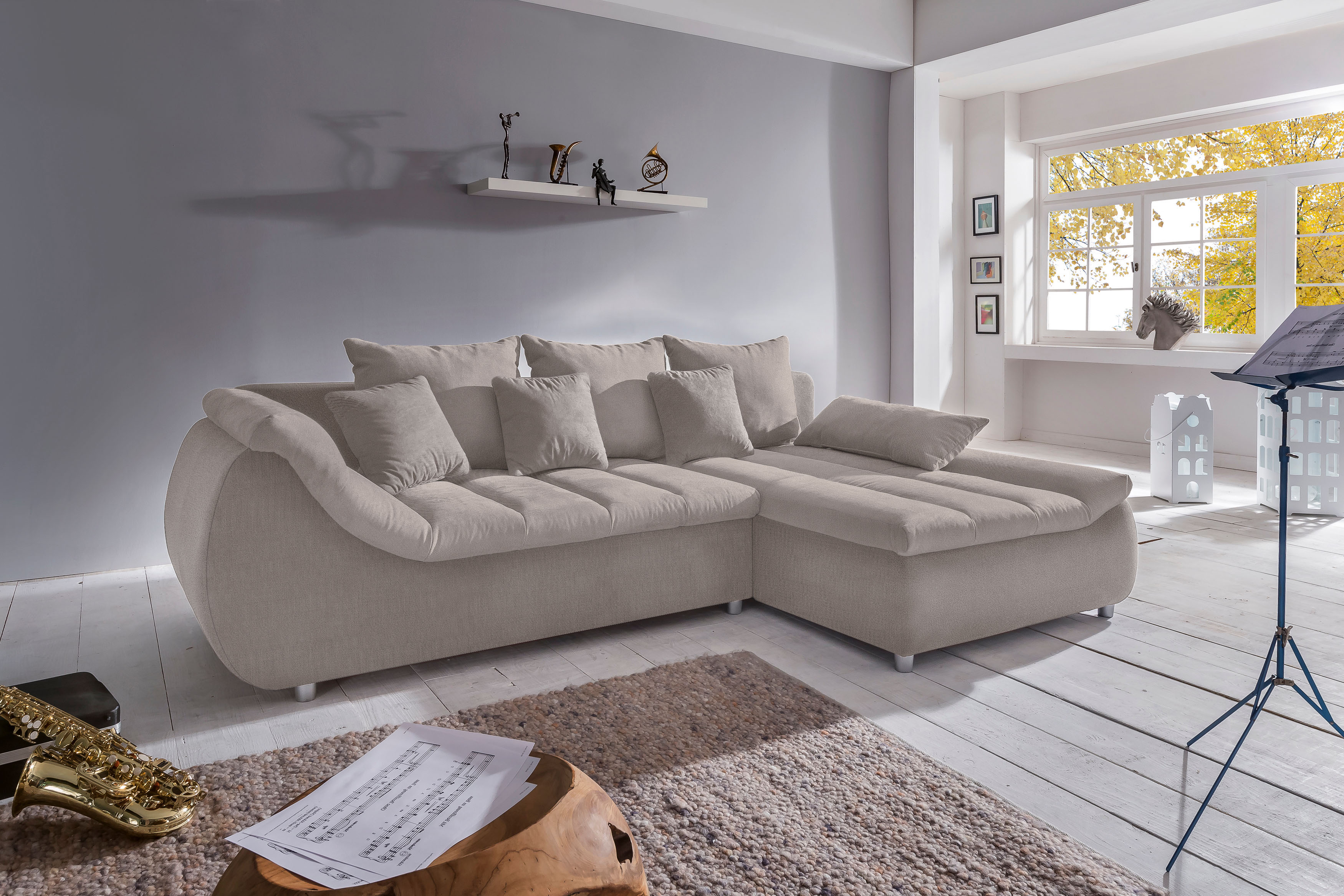 Home affaire Ecksofa "Imola, bequem, aktuelle Steppung im Sitz, L-Form, Breite 270cm" wahlweise mit Bettfunktion