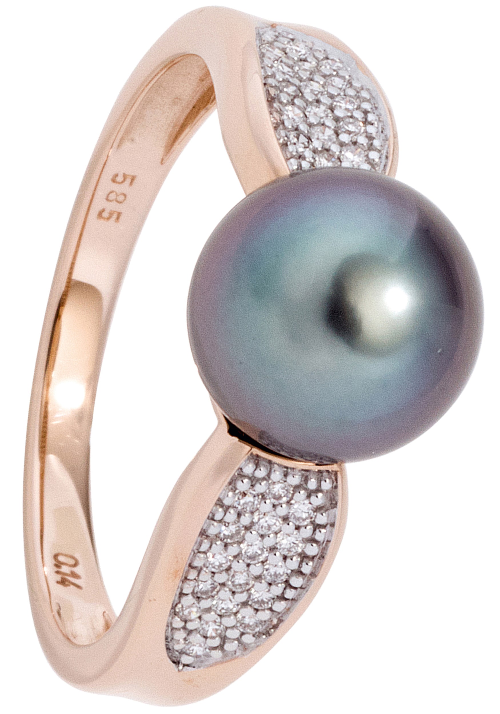 Tahiti-Perle »Ring 34 bestellen BAUR mit | JOBO 585 Diamanten«, und online Perlenring Roségold