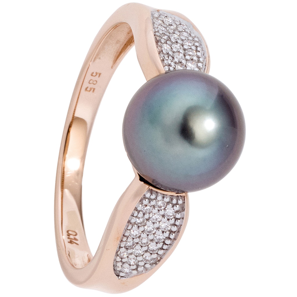 JOBO Perlenring »Ring mit Tahiti-Perle und 34 Diamanten«